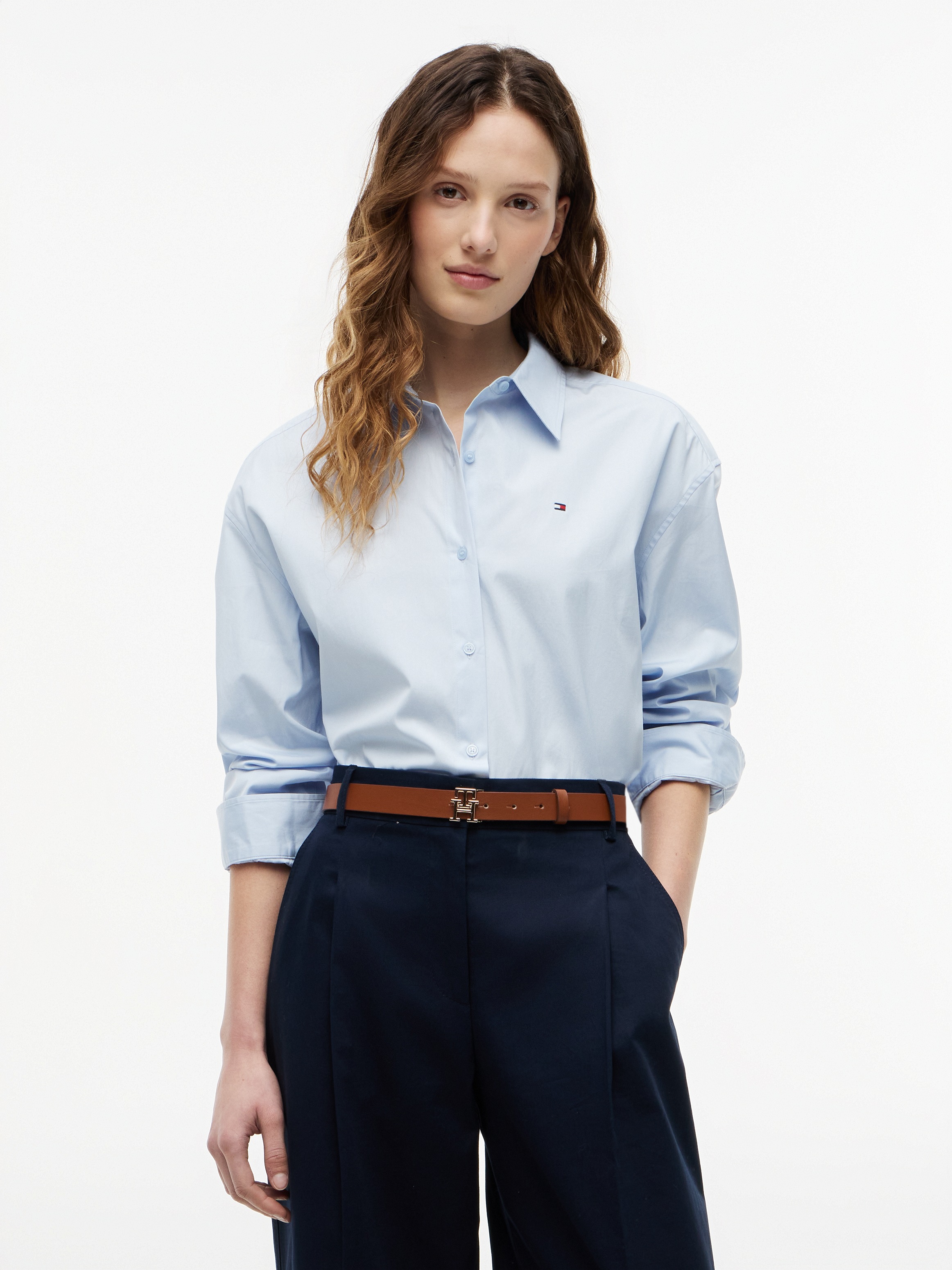 Tommy Hilfiger Hemdbluse "SUMMER POPLIN LS BOXY SHIRT" Baumwolle, Boxy Fit