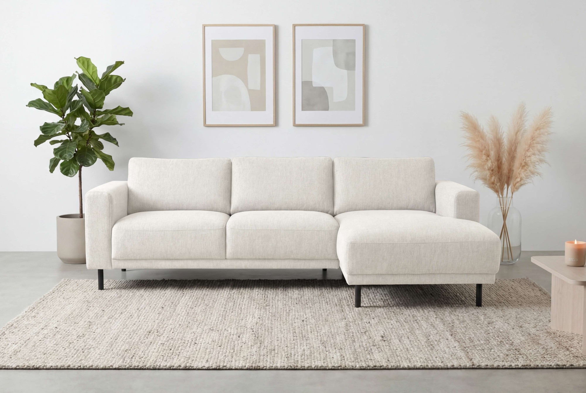 Home affaire Ecksofa »Sveeva, L-Form, B.238 cm, schwarze Metallfüße« langlebiger Webstoff, mit Wellenunterfederung, viele Farben