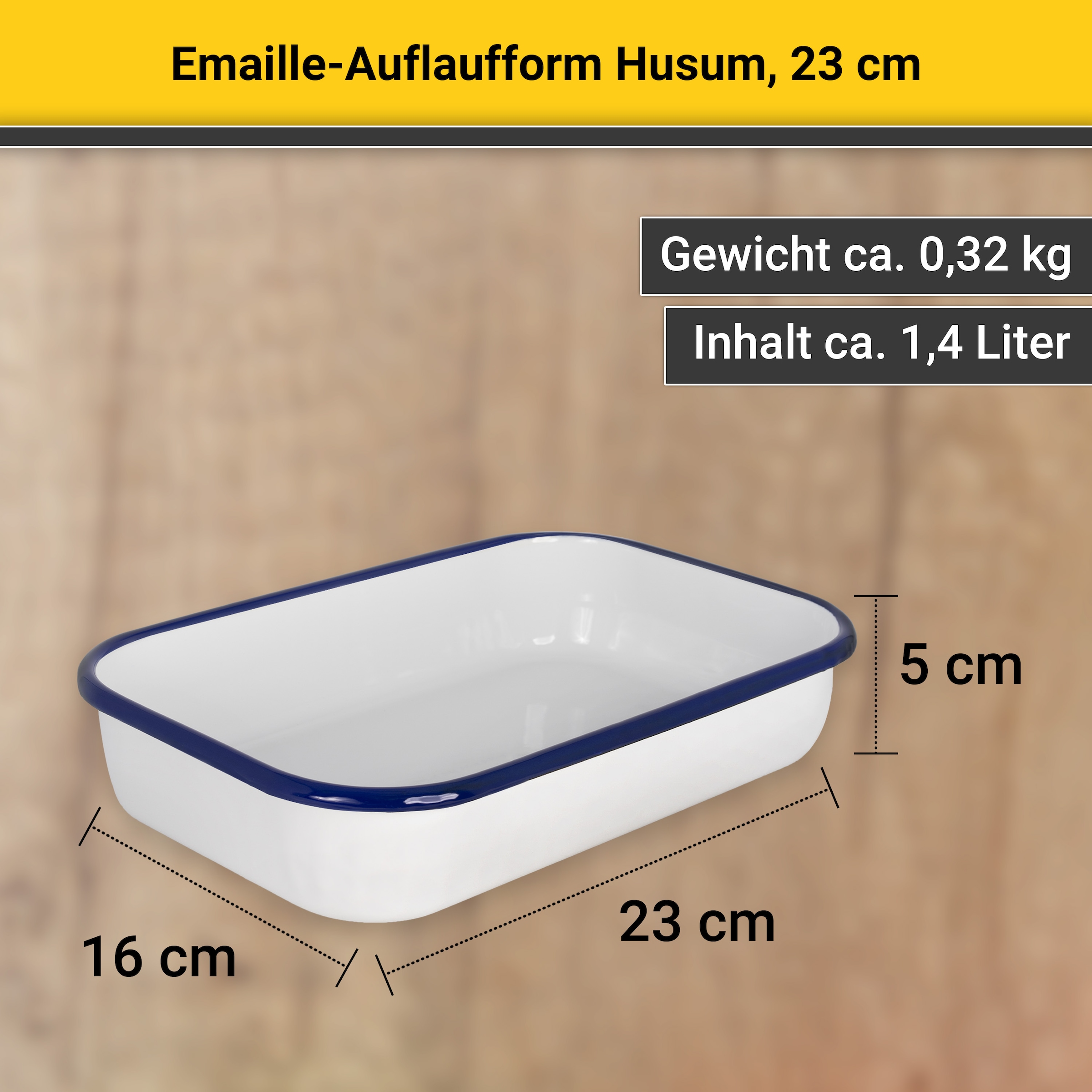 Krüger Auflaufform »Husum«, Emaille, 23 x 16 x 5 cm