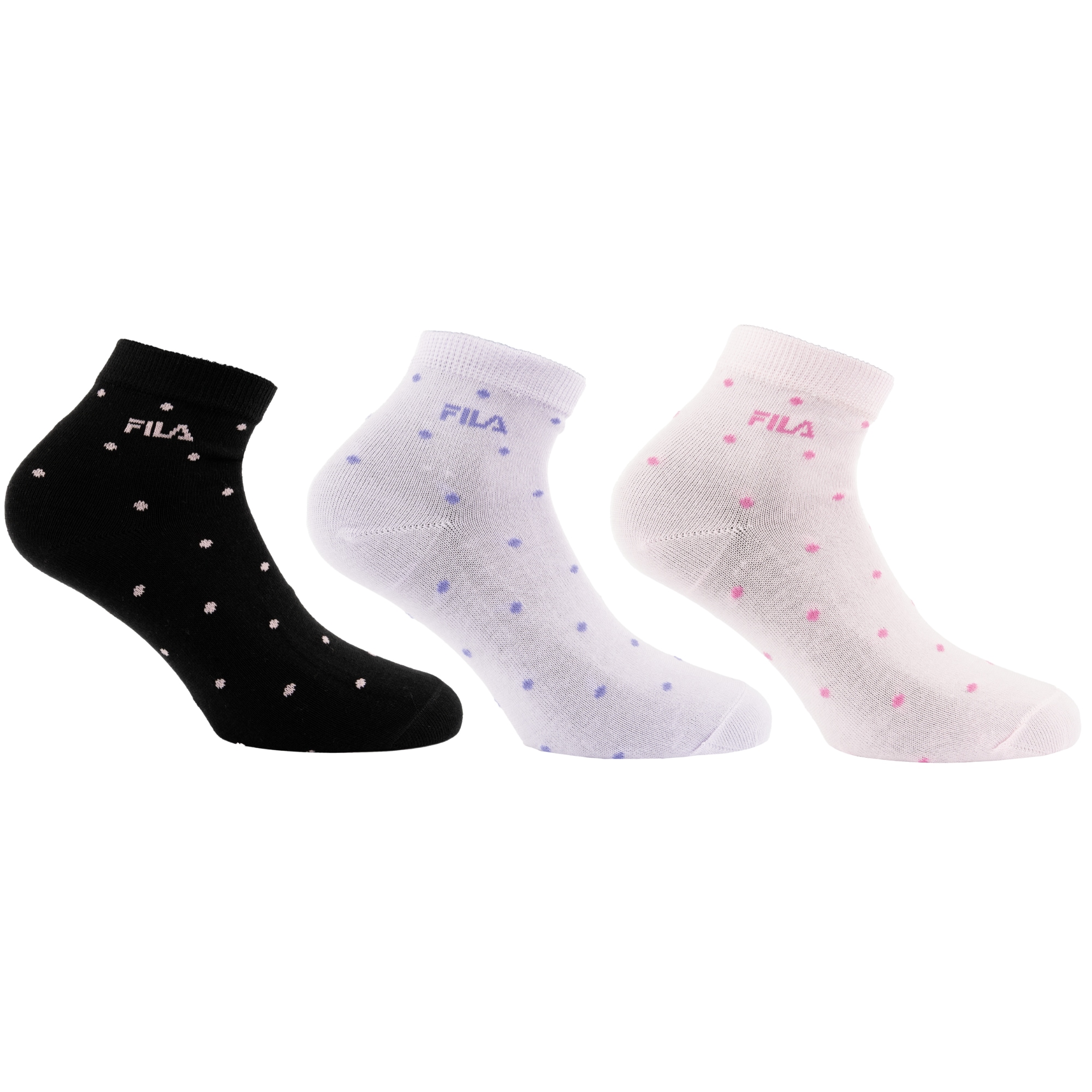 Fila Kurzsocken 3 Paar, mit schmalem Rippenbündchen, gepunktet, Cotton-Mix
