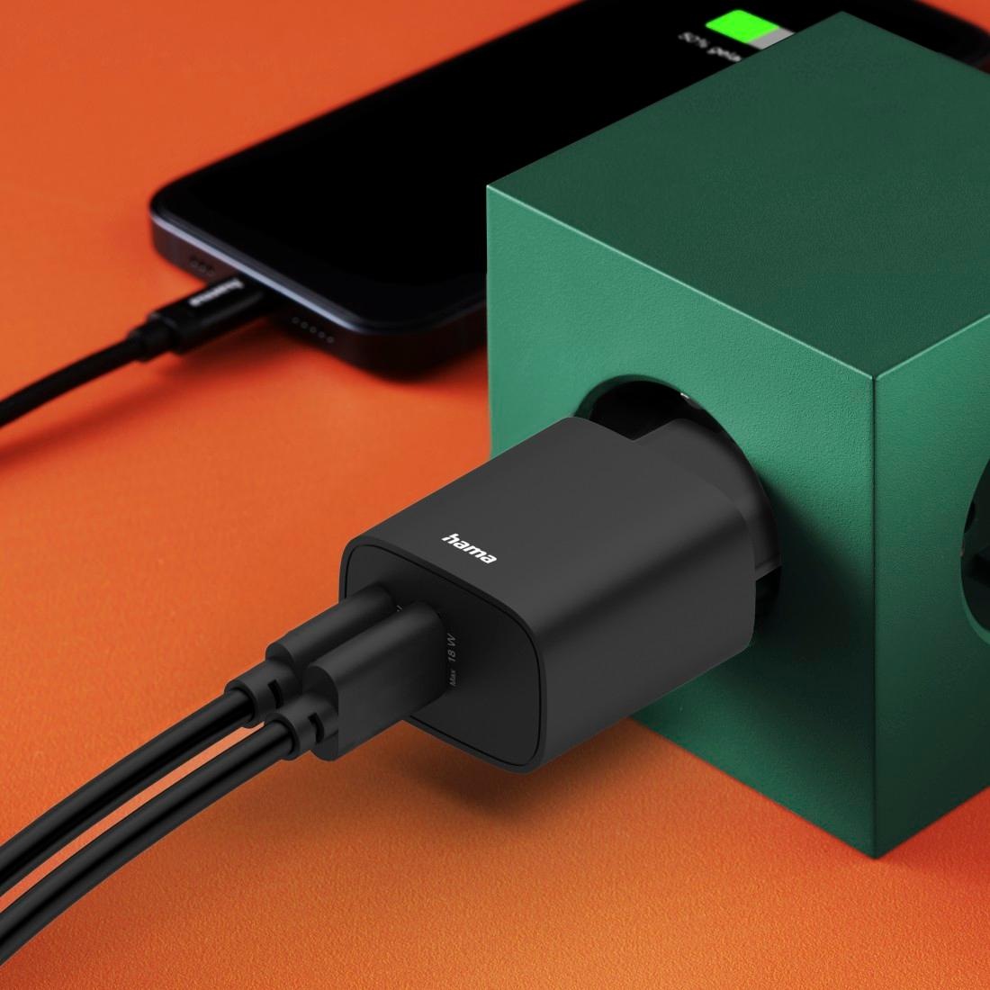 Hama Schnelllade-Gerät »Ladeadapter 1x USB-A, 1x USB-C, PD, 30W einsetzbar ab iPhone 11« 1 Stk. tlg.