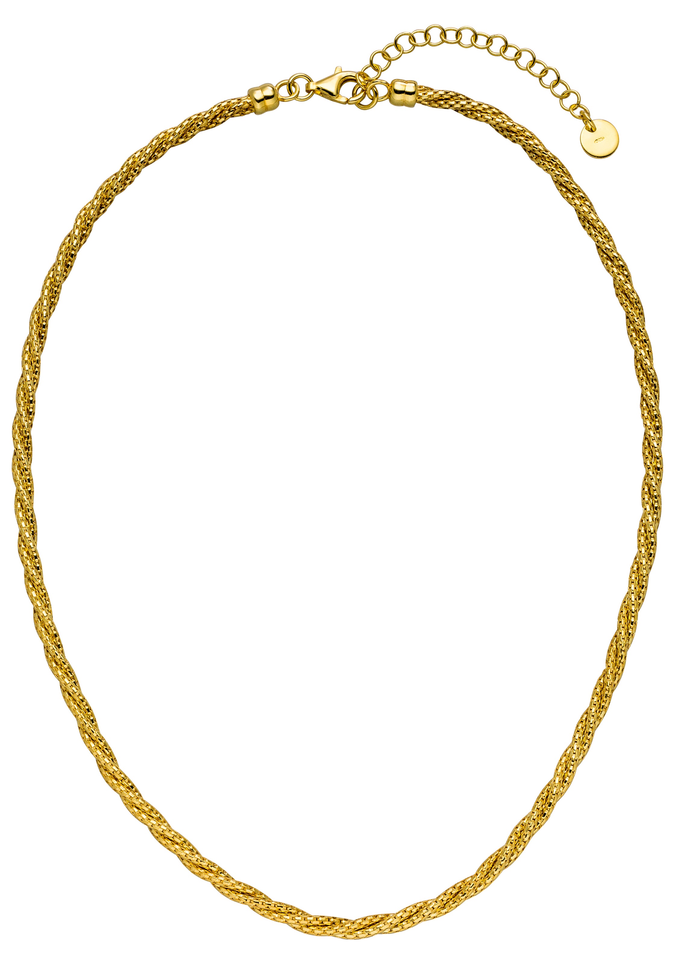 Kette ohne Anhänger JOBO "verschlungen", vergoldet, Halsketten, Damen, Silber 925 (Sterlingsilber), L: 47, 925 Silber 47 cm