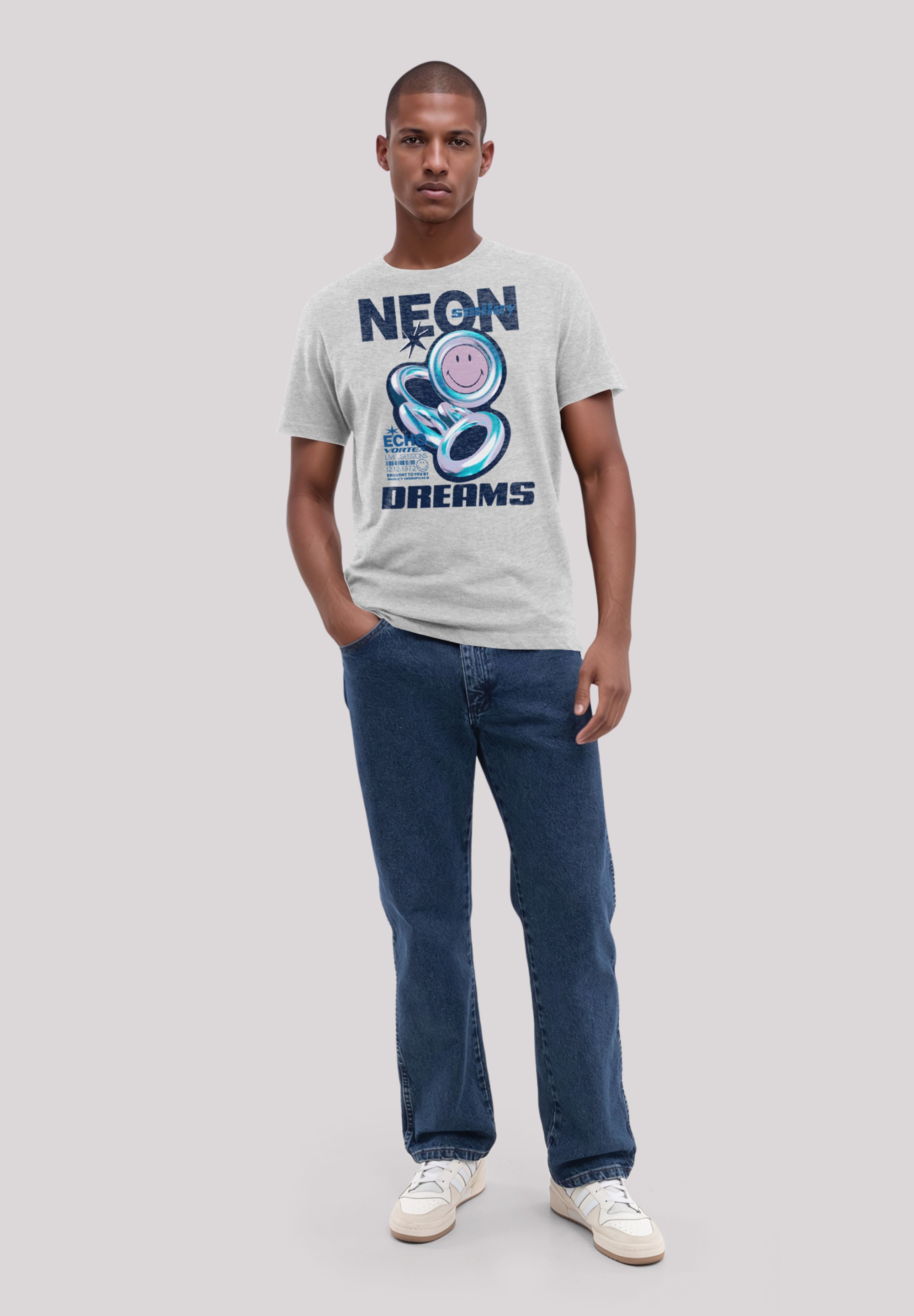 F4NT4STIC T-Shirt »Smiley Originals Neon Dreams Rave Wear«, Premium Qualität