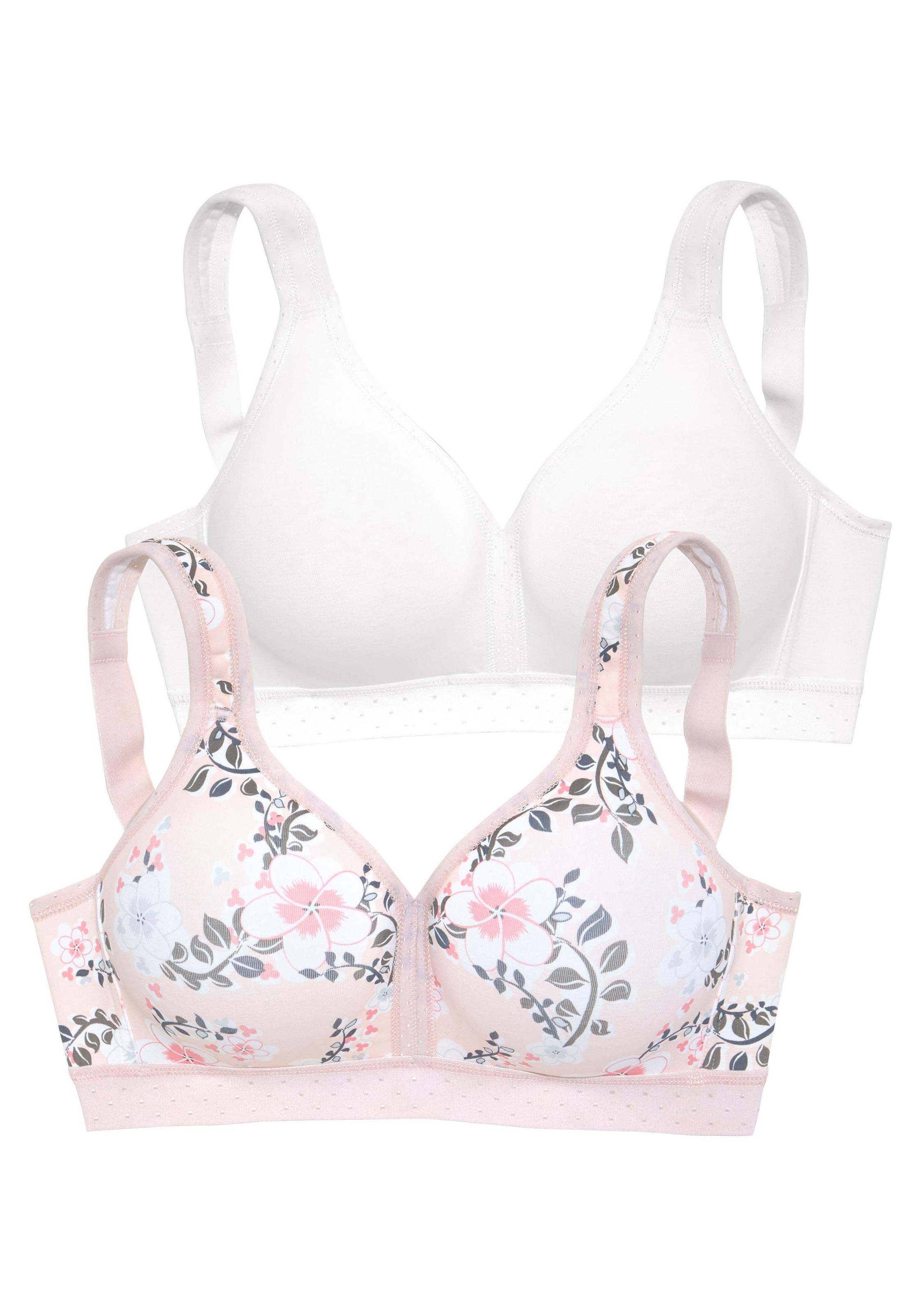 Damen Entlastungs-BH "BH ohne Bügel, Baumwoll-BH, Soft-BH", PETITE FLEUR BY LASCANA, Gr. 75, rosa, Jersey, Obermaterial: 90% Baumwolle, 10% Elasthan,
