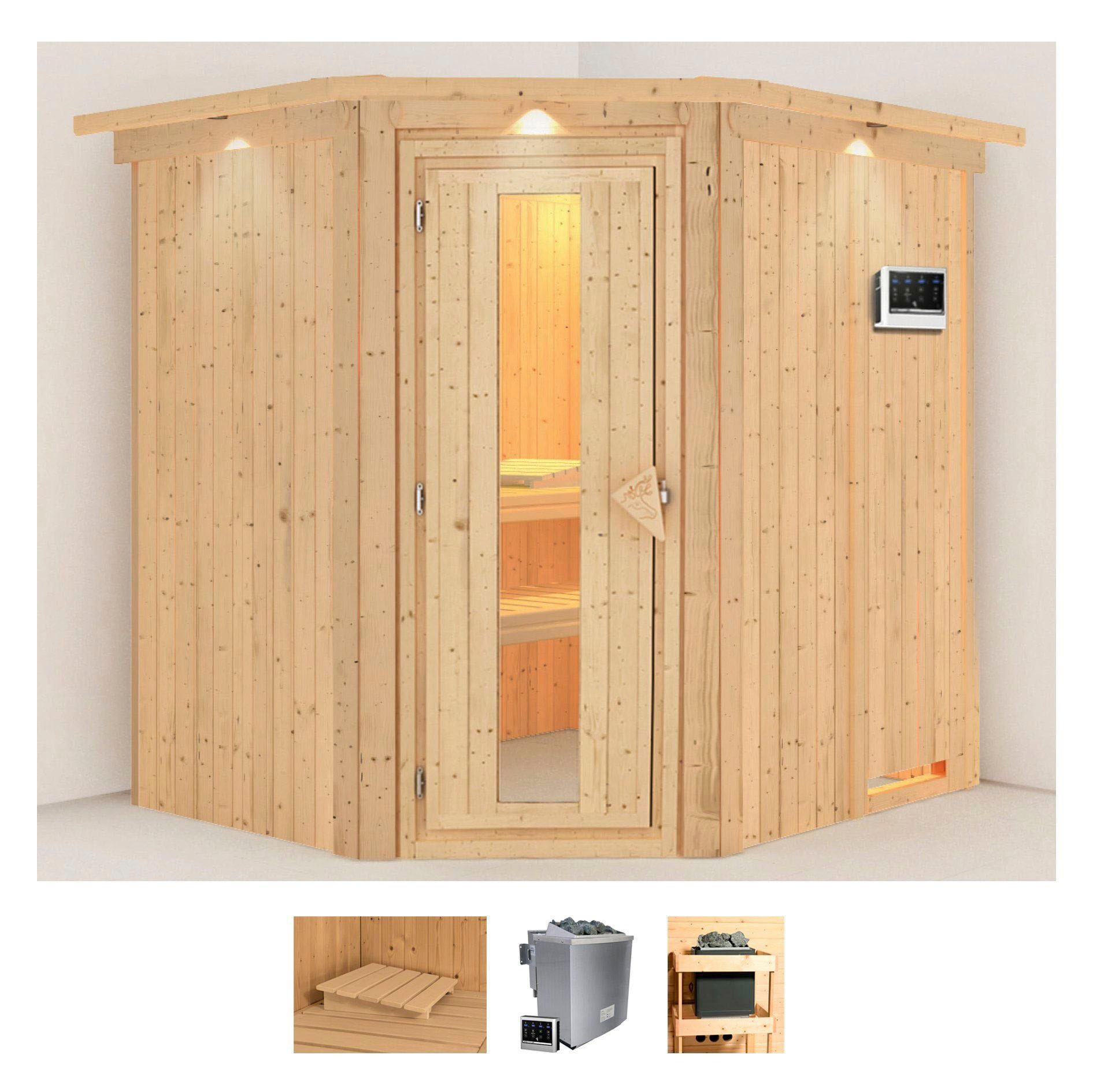 Karibu Sauna "Siirin" Set, Ofen 9 kW Bio externe Strg easy