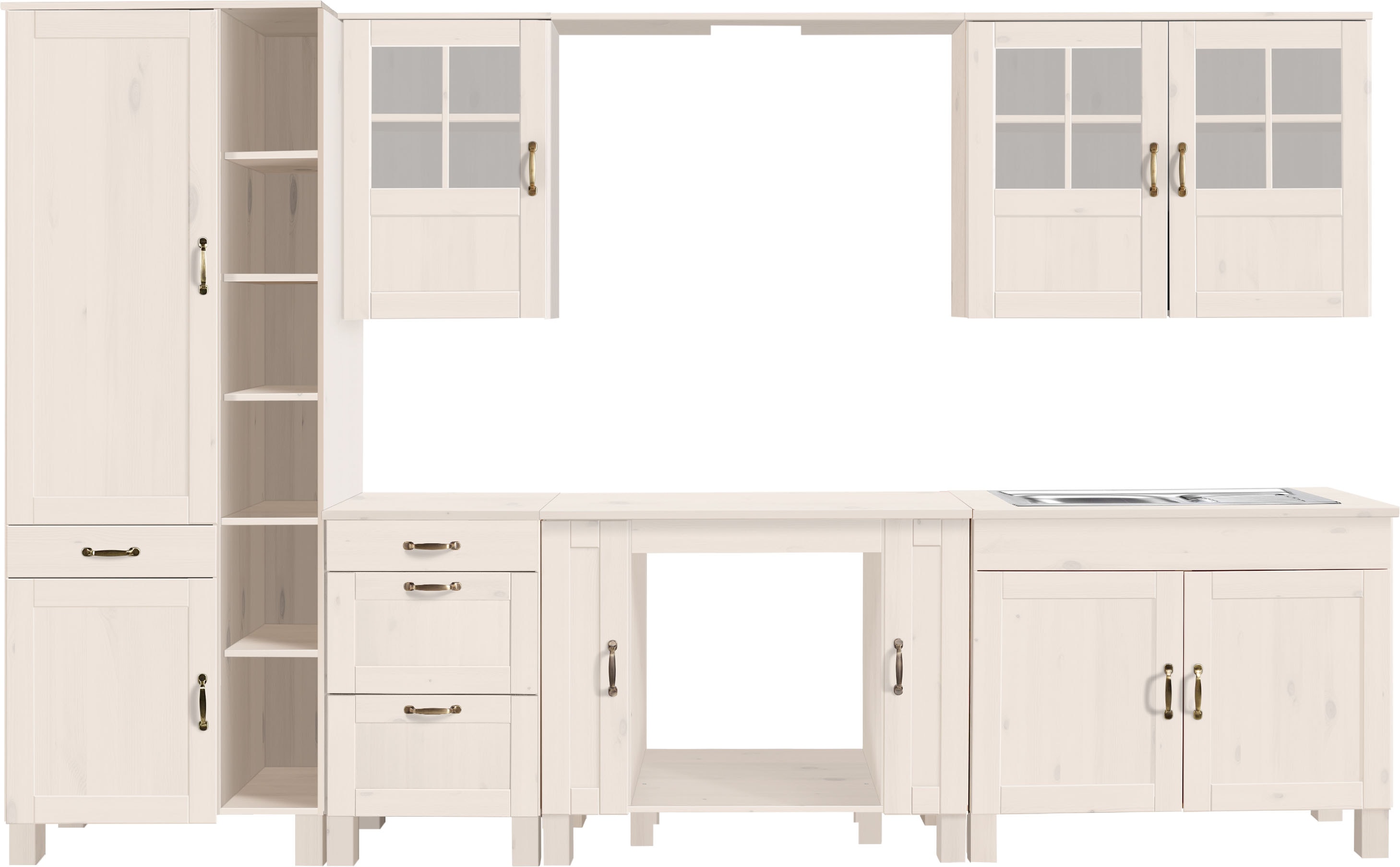 Home affaire Küchenzeile "Alby" Breite 325 cm, aus Kiefer massiv, ohne E-Geräte