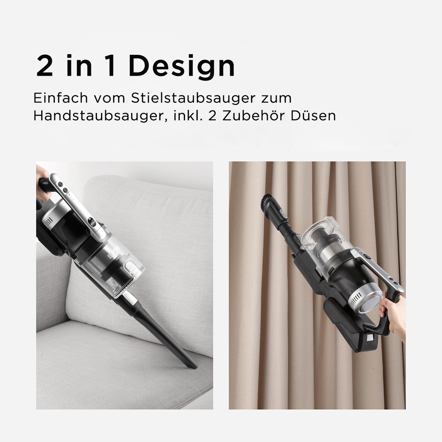 Hanseatic Akku-Hand-und Stielstaubsauger »HVS450BMC Akku Staubsauger, LED Beleuchtung, HEPA H12 Filter«, inkl. Wandhalterung, großes Zubehör, einfache Entleerung