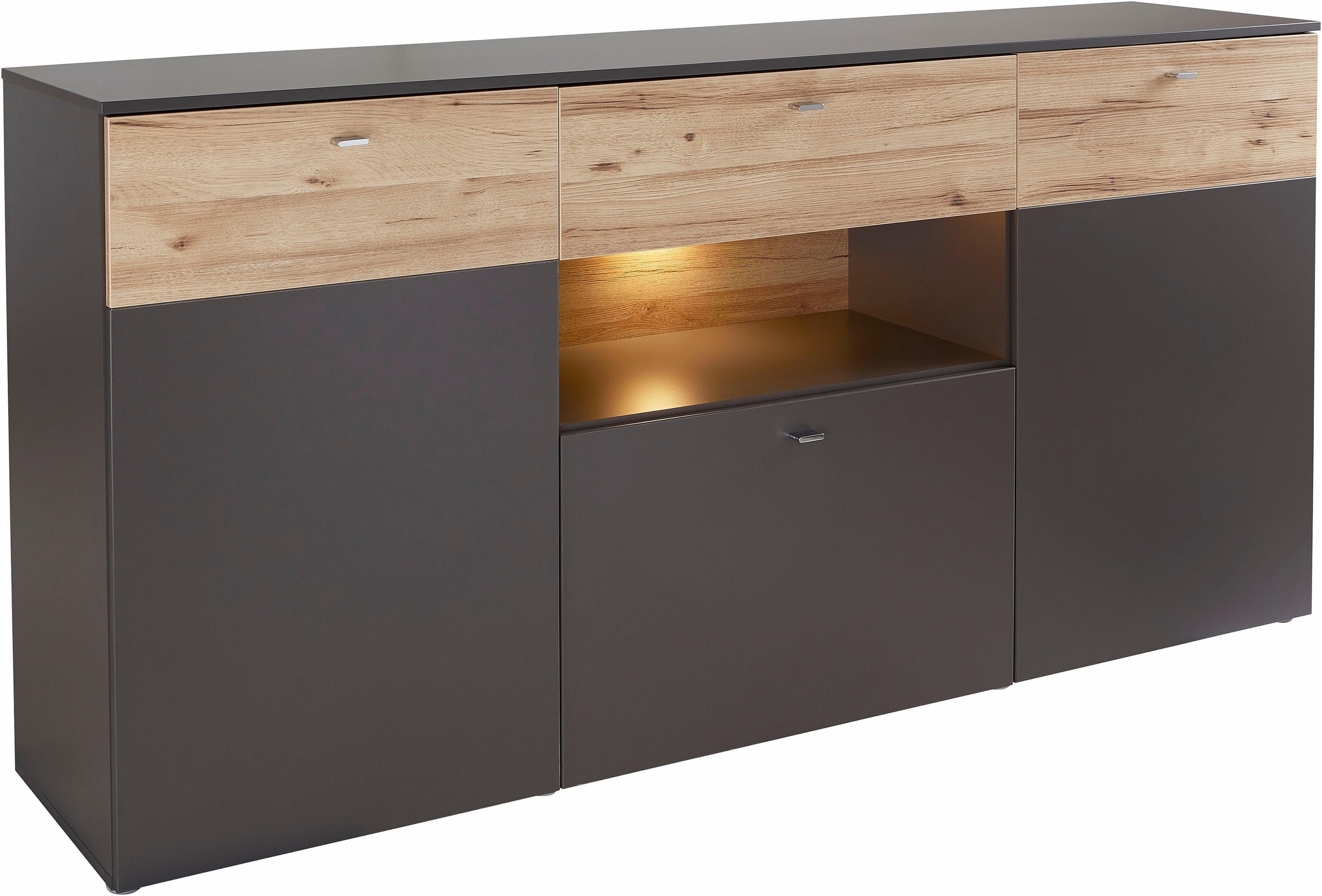 FORTE Sideboard, Breite 195 cm, inkl. Beleuchtung günstig online kaufen