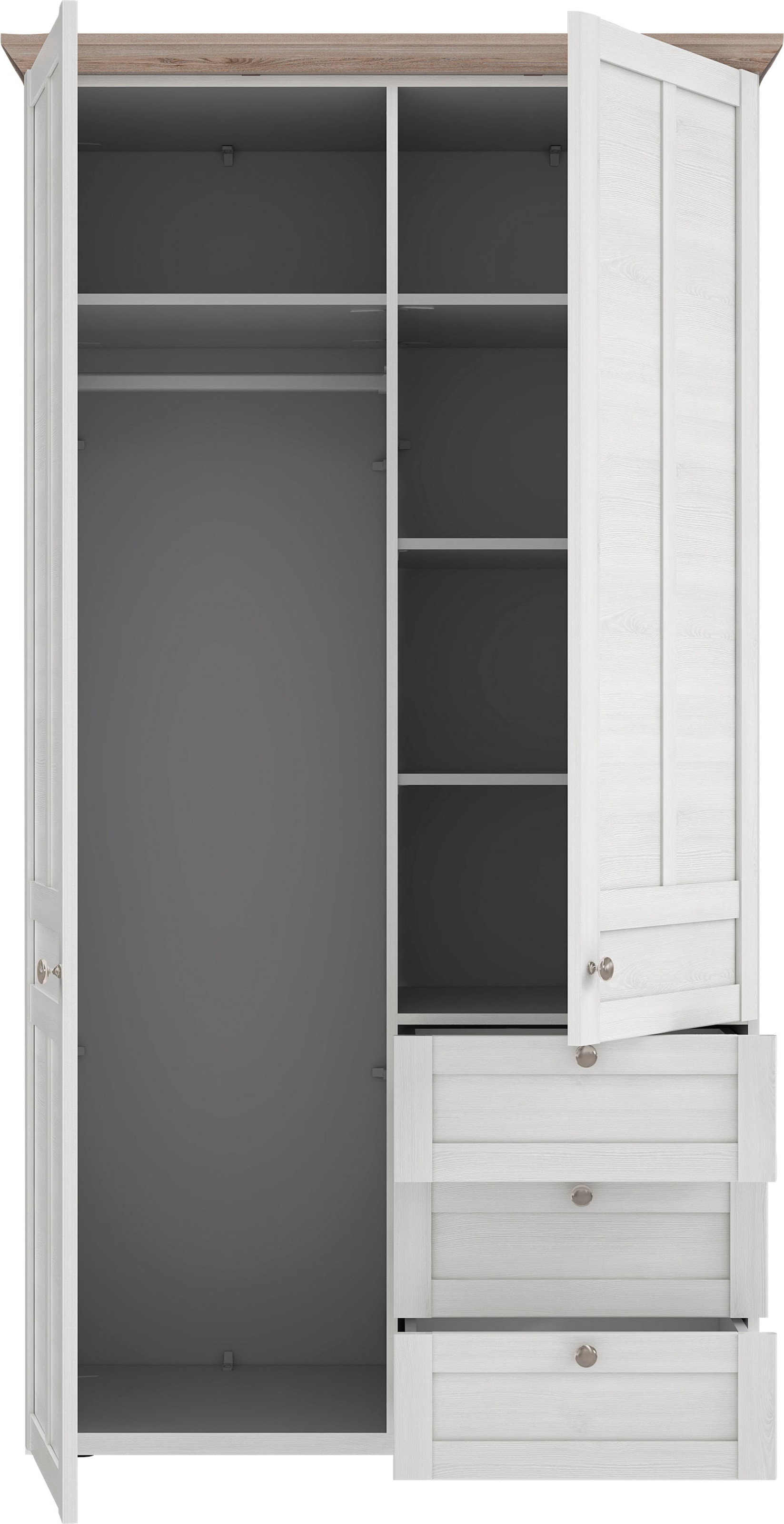 FORTE Kleiderschrank »Iloppa«, (Maße: B/H/T ca. 155x192,6x57,3 cm), im Landhausstil