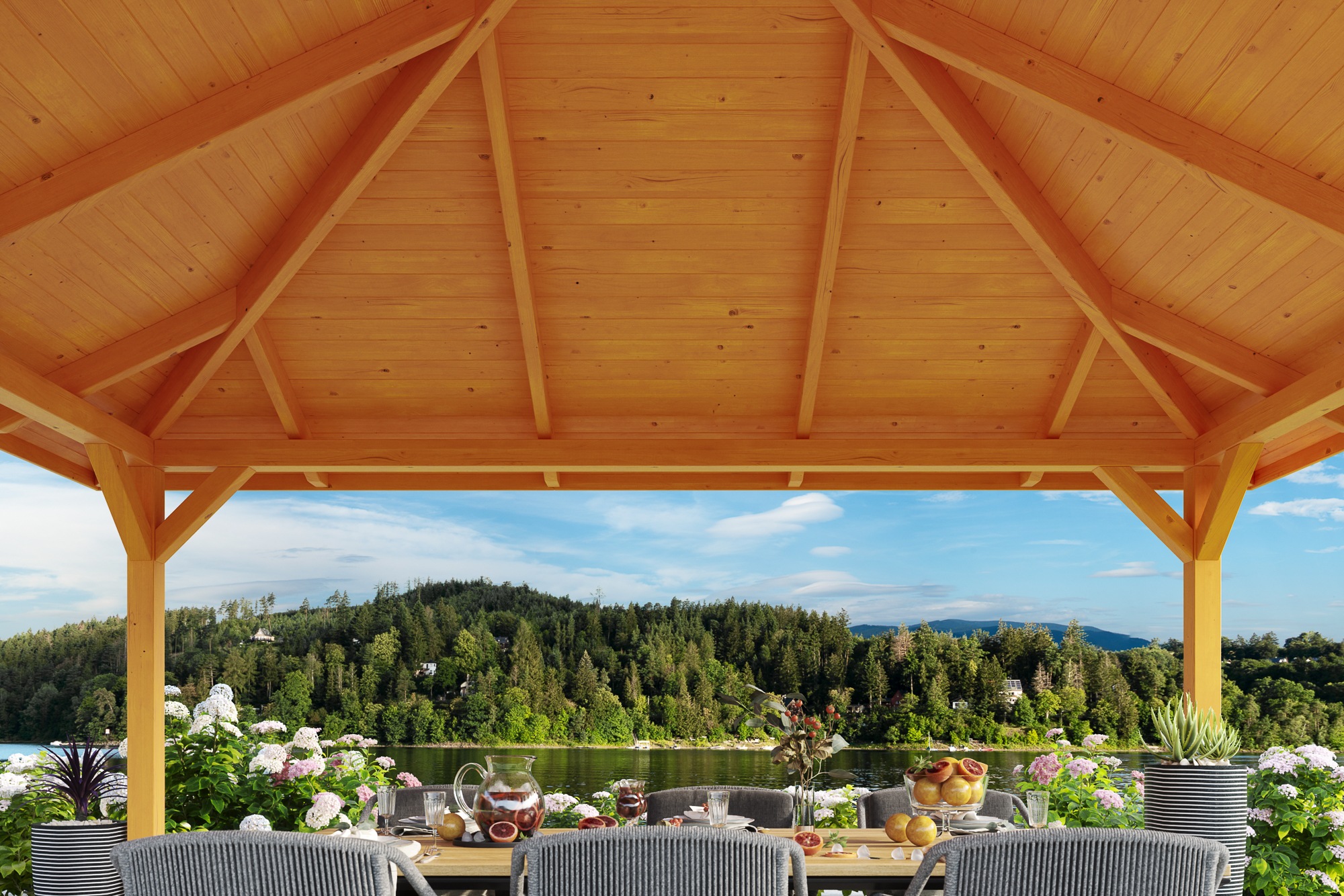 Skanholz Holzpavillon »Cannes 3«, Leimholz, 424 x 424 cm
