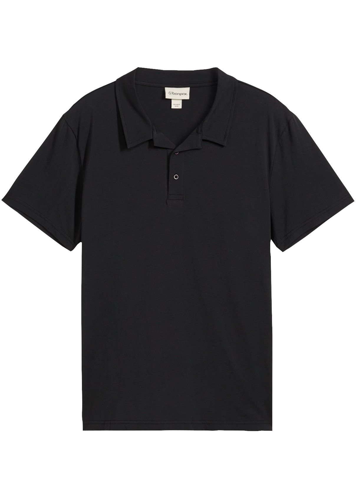 bonprix Poloshirt Basic-Form, kurze Druckknopfleiste, Umlegekragen, reine Baumwolle