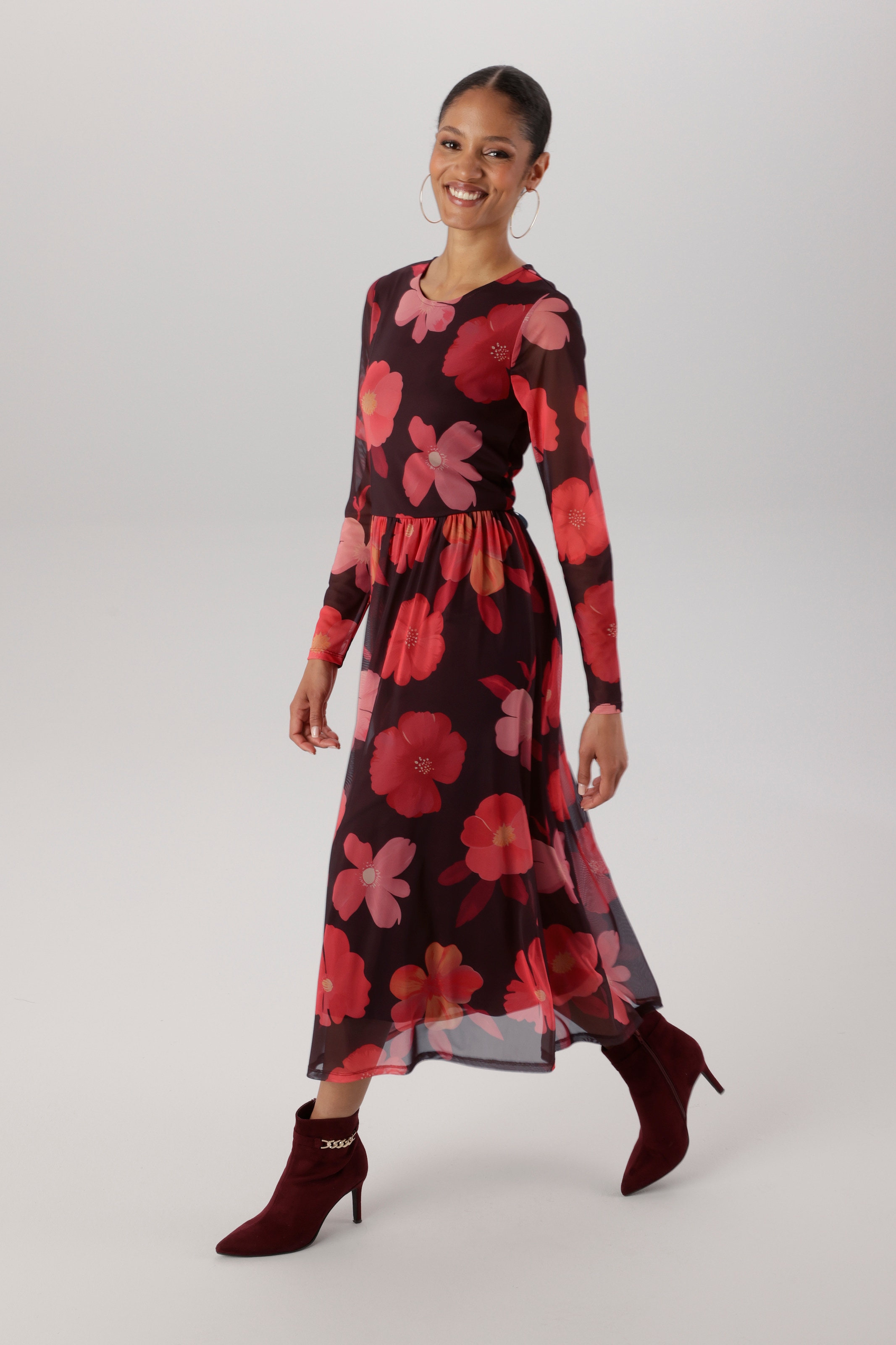 Aniston SELECTED Midikleid in Mesh-Qualität und Gummizug in der Taille - NEUE KOLLEKTION