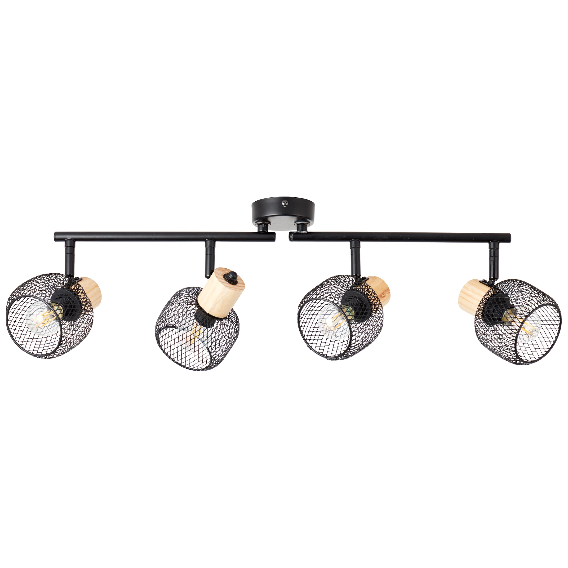 Brilliant Deckenstrahler »Giada«, 4 flammig, Leuchtmittel E14 | ohne Leuchtmittel, Strahlerrohr 4flg, 74 cm, E14, schwenkbar, Metall/Holz, schwarz/braun