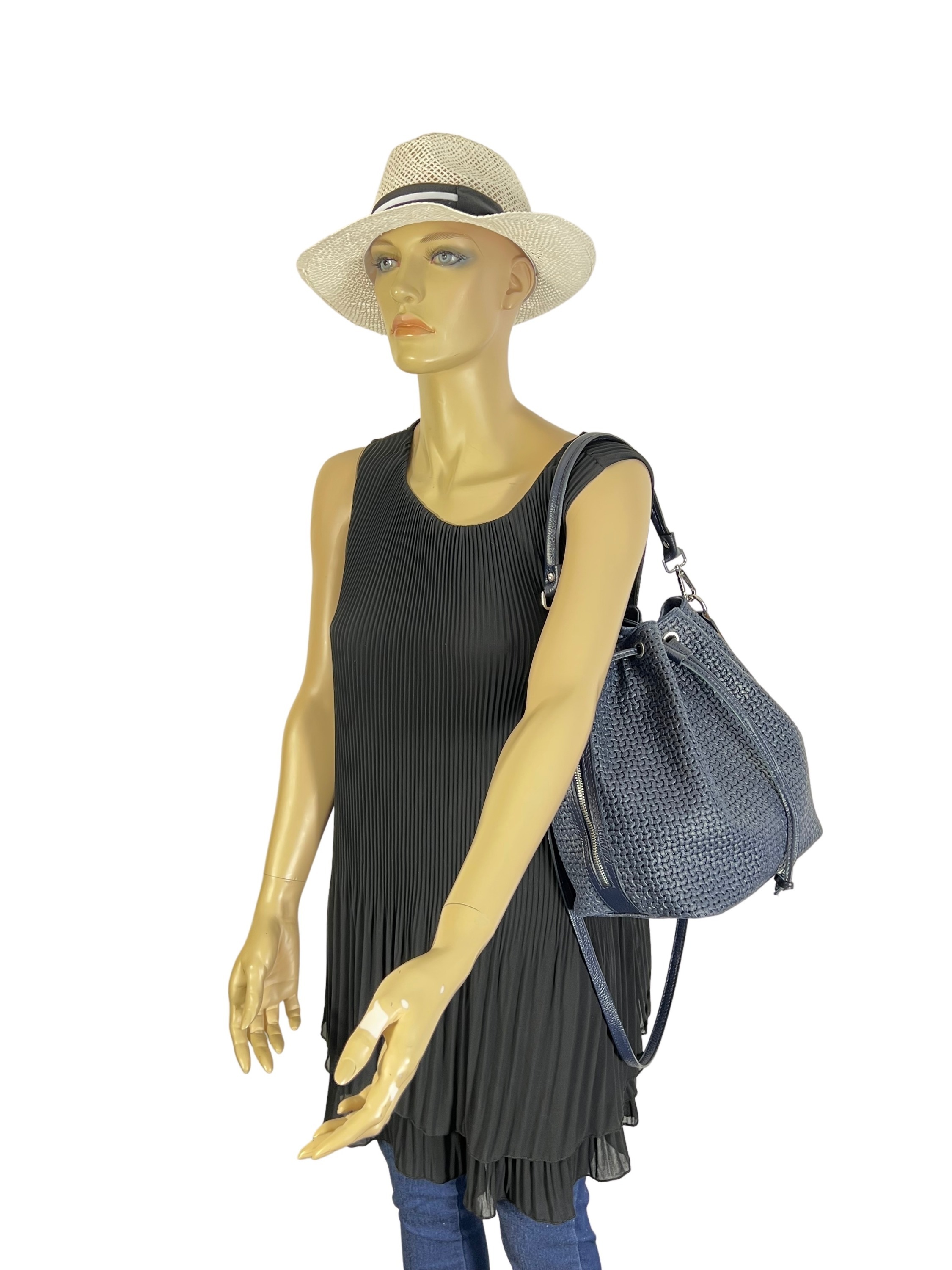 COLLEZIONE ALESSANDRO Schultertasche »Marine«, aus Leder, XL, dunkelblau