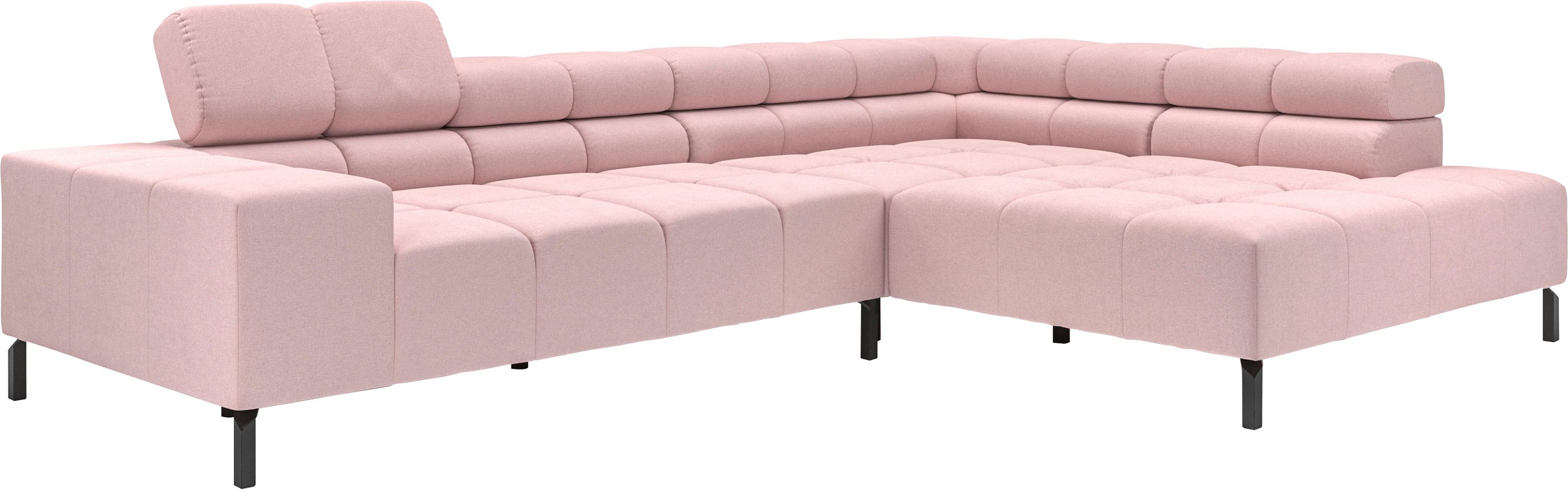 INOSIGN Ecksofa »Ancona New, wahlweise motorische Sitztiefenverstellung, auch in Cord«, feine Steppung, mit Kopfteilverstellung, 3 Zierkissen, L-Form