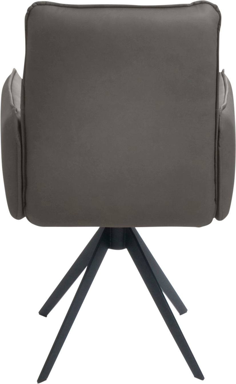 K+W Komfort & Wohnen Drehstuhl, Leder, Blitzdrehkreuz und Rückholfunktion, dekorativer 12mm Biese