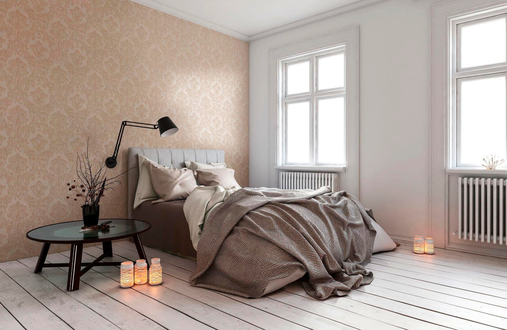 living walls Textiltapete »Di Seta«, Barock-ornamental-gemustert, Uni Tapete Barock Tapeten Wohnzimmer Schlafzimmer Küche modern Design