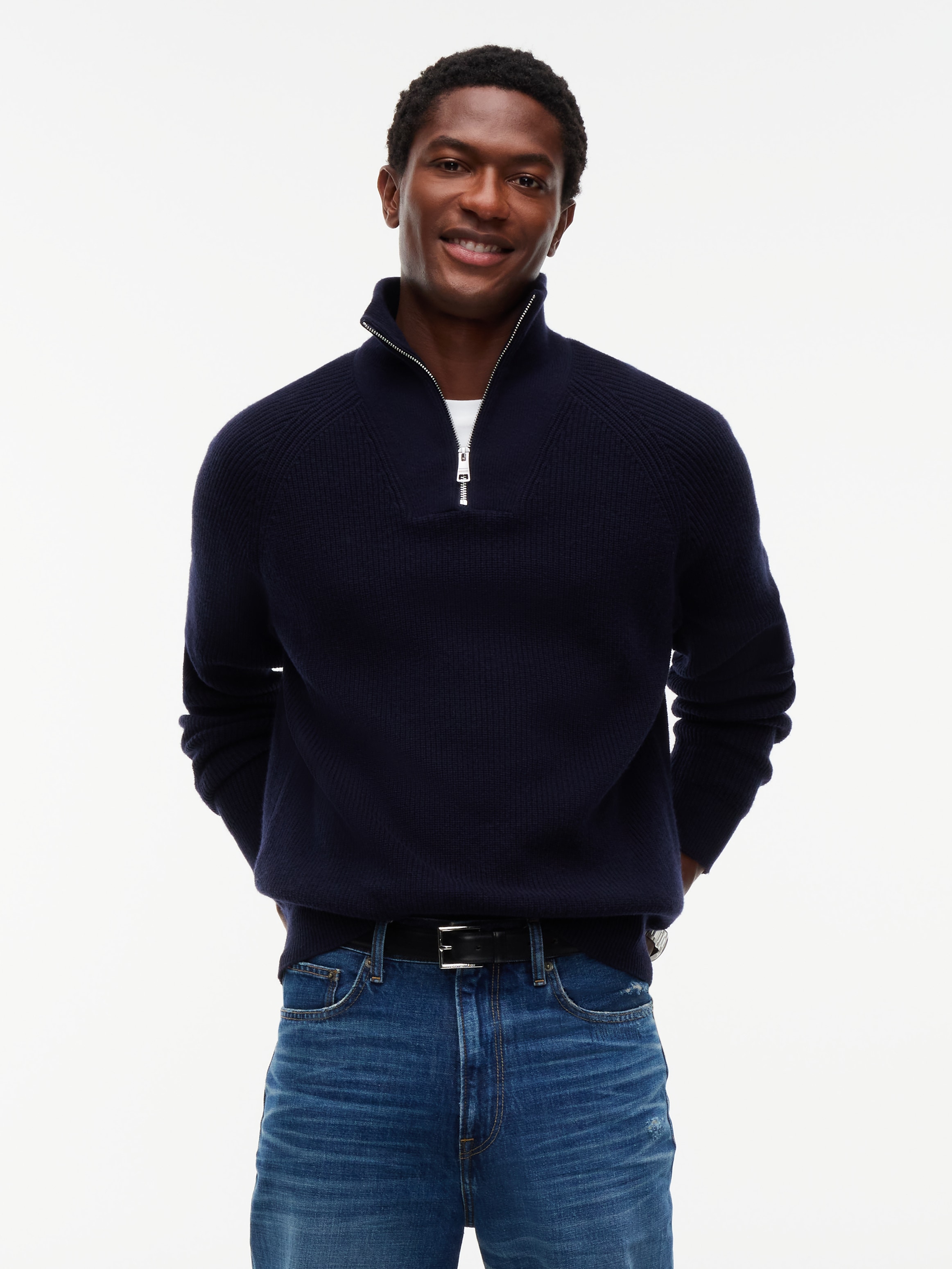 Tommy Hilfiger Troyer "FISHERMAN RIB ZIP MOCK" relaxed fit, Stehkragen mit Reißverschluss