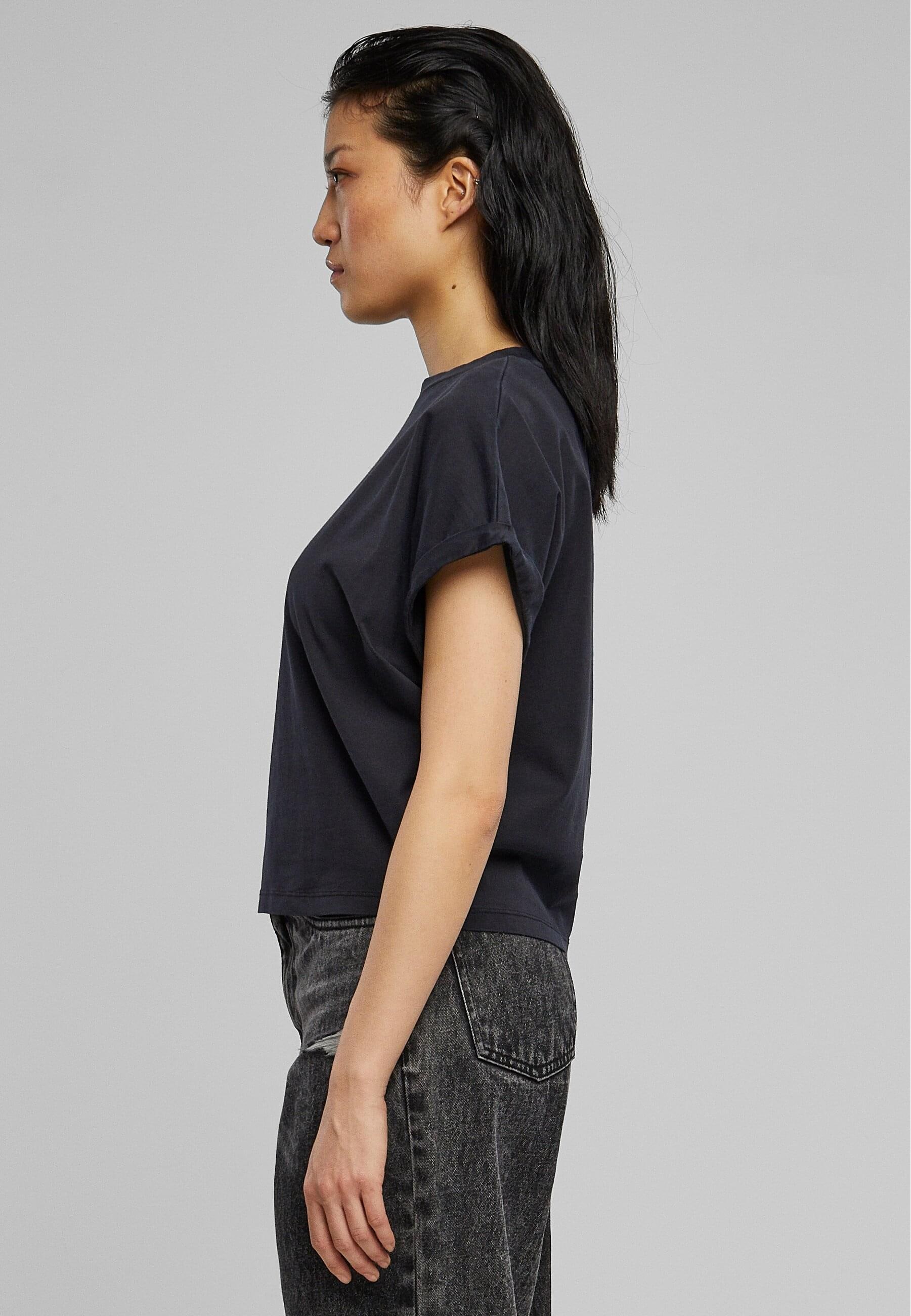 URBAN CLASSICS T-Shirt »Urban Classics Damen Ladies Short Pigment Dye Cut On Sleeve Tee«, (1 tlg.)