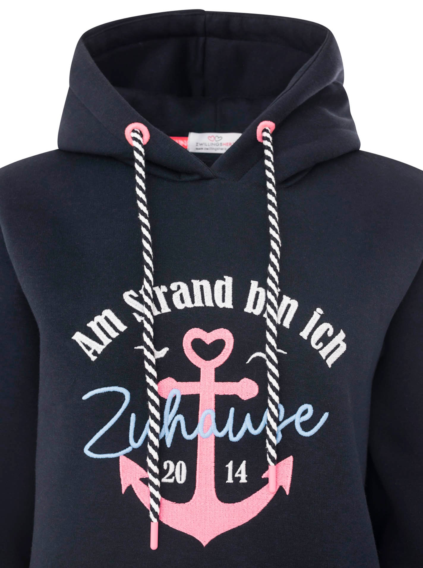 Zwillingsherz Hoodie »"Beach Home"«, Motiv „Am Strand bin ich zu Hause“, Anker, Kapuze mit Kordel

