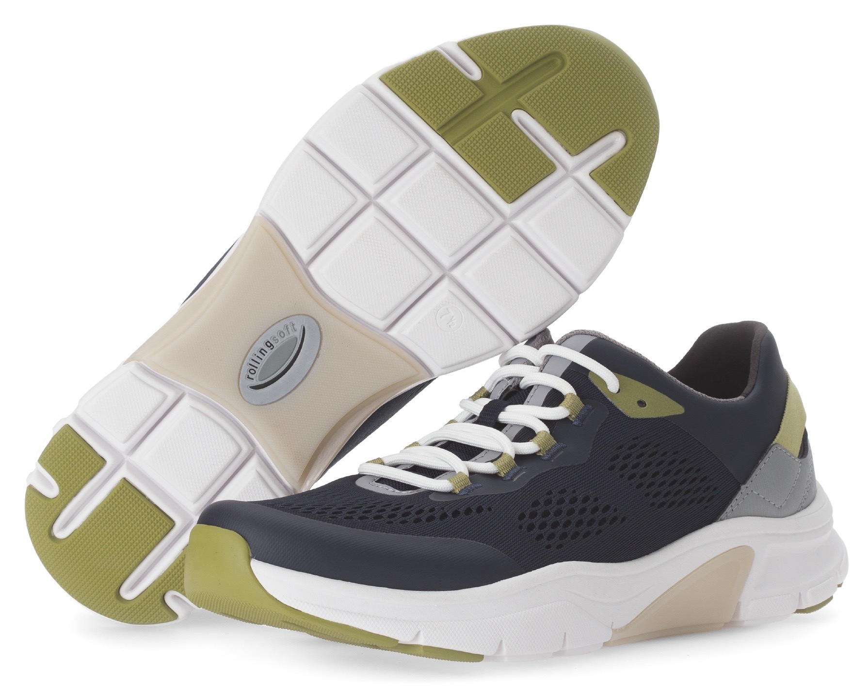 Gabor Rollingsoft Keilsneaker, Freizeitschuh, Halbschuh, Schnürschuh mit Kontrastbesätzen, Weite G