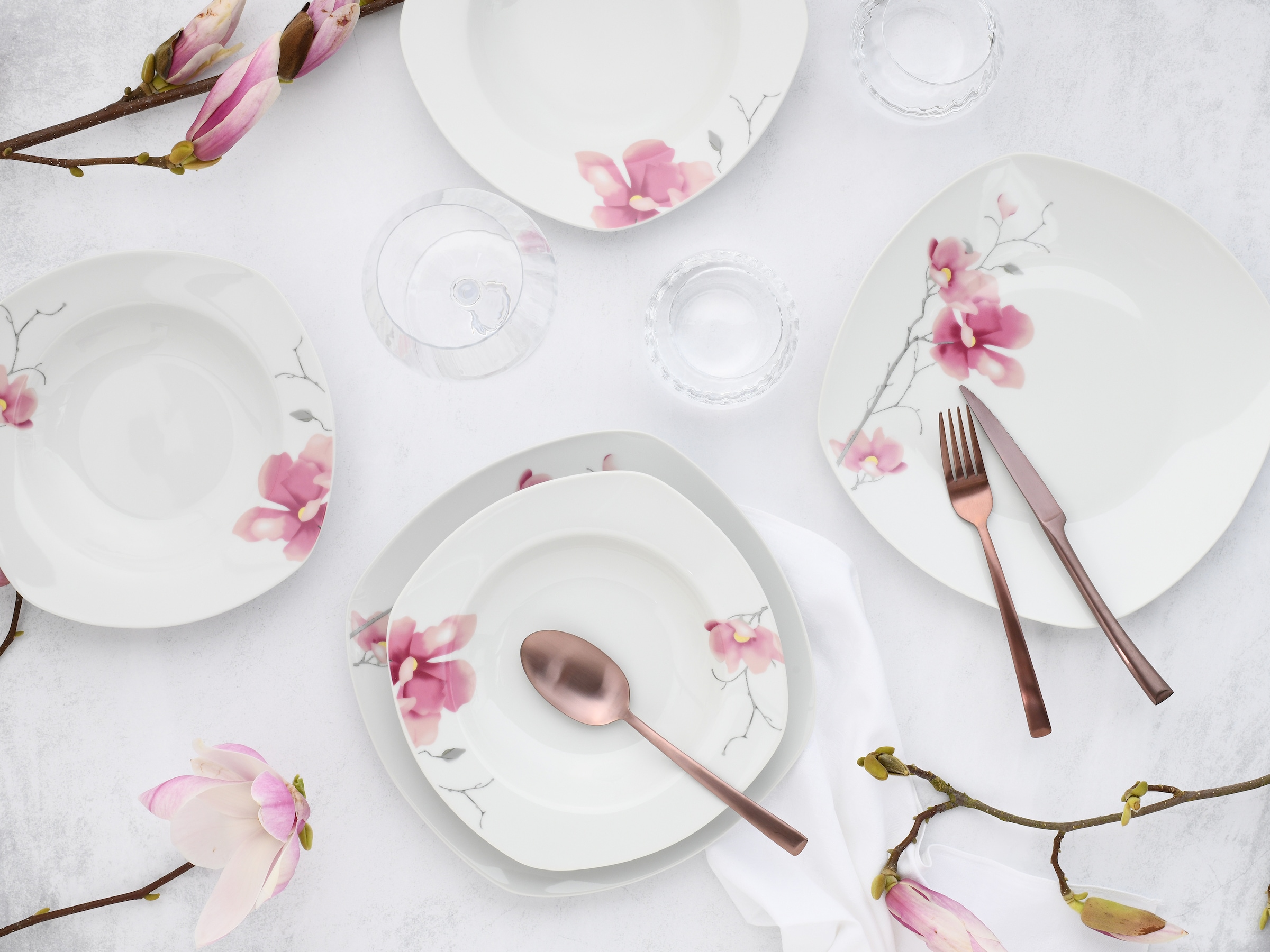CreaTable Tafelservice »Amelie Aiko, Tafel-Service 12-tlg«, (Set, 12 tlg.), Blumendekor