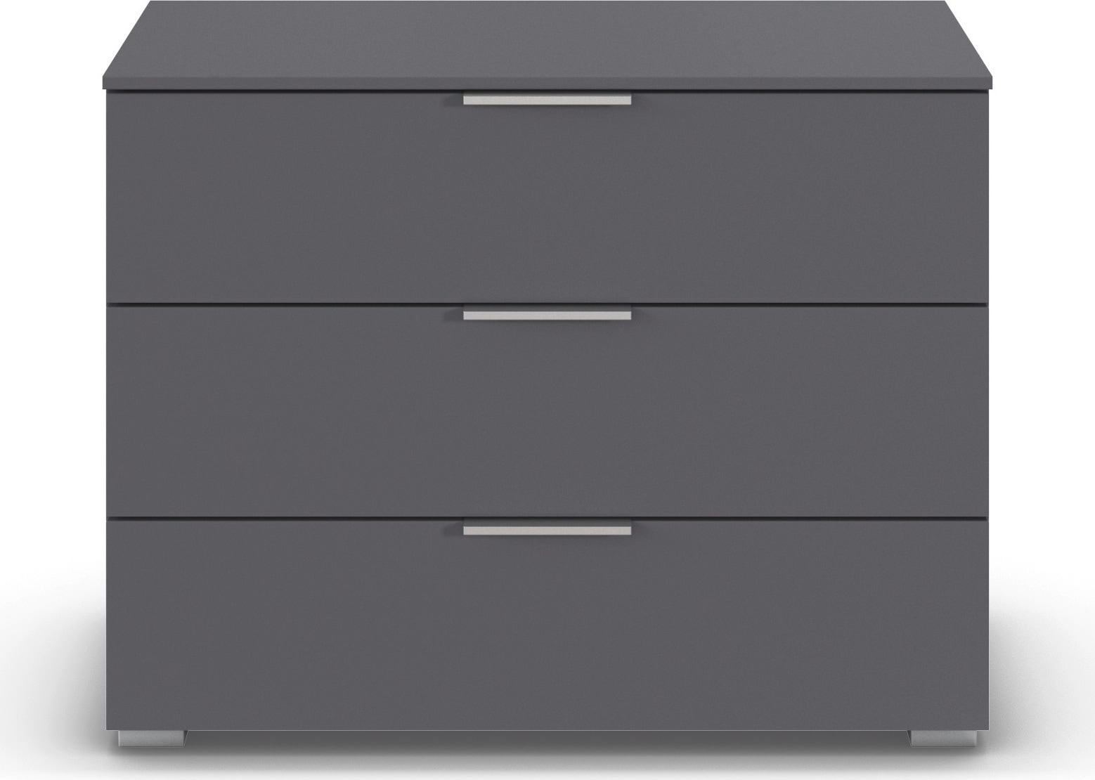 OTTO home Schubkastenkommode "Kommode Sideboard Schubladenkommode Schlafzimmerkommode ASTANA" Breite 80 cm / Höhe 61 cm, mit 3 geräumigen Schubladen, Kantengriff in Alufarben MADE IN GERMANY
