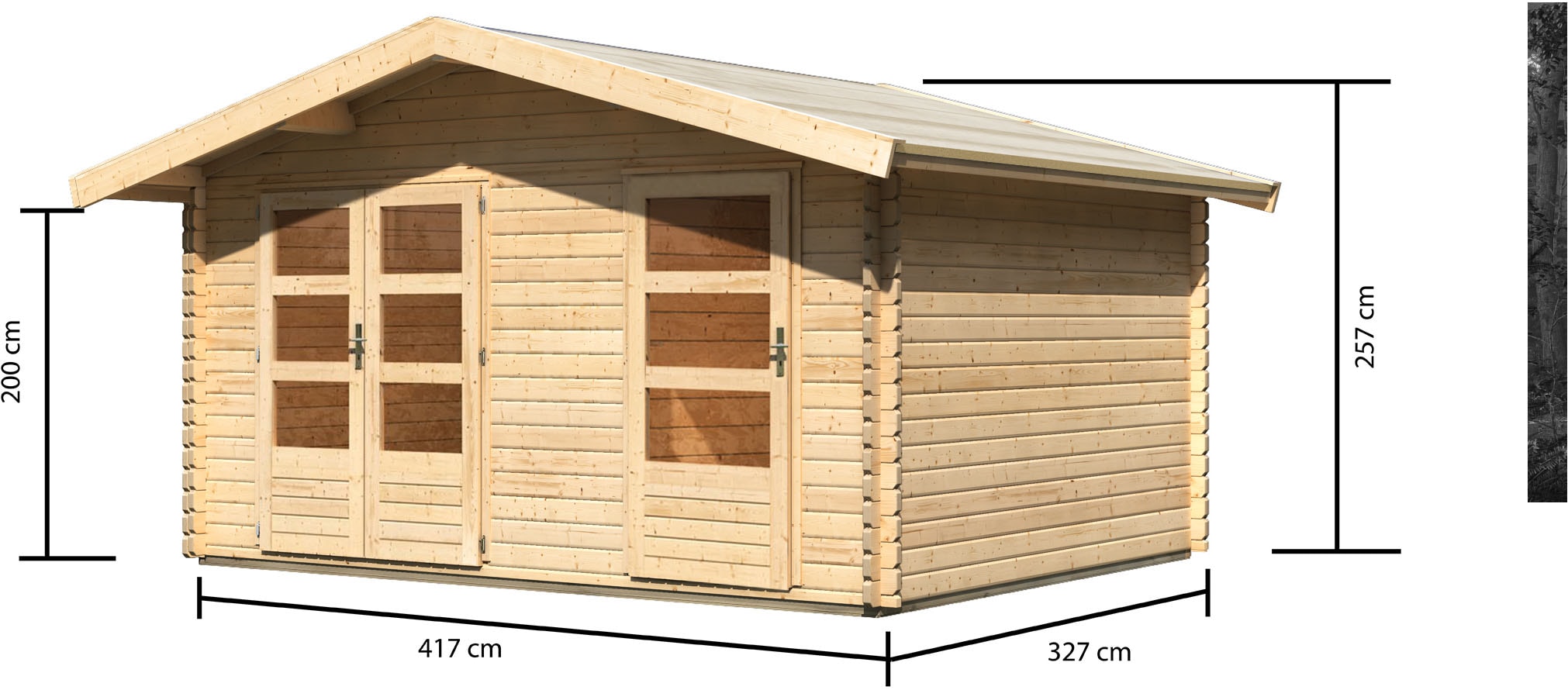 Karibu Gartenhaus »Lagor 1«, 38mm, 2 Raumhaus, aus hochwertiger nordischer Fichte