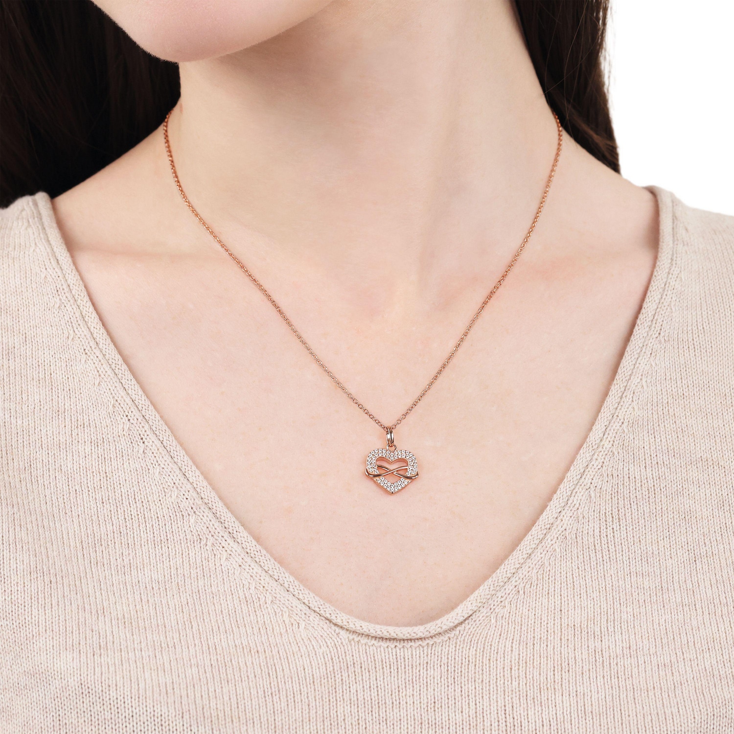 TOM TAILOR Kette mit Anhänger »Herz-Motiv, Infinity-Motiv, Unendlichkeitsschleife« mit Zirkonia (synth.)