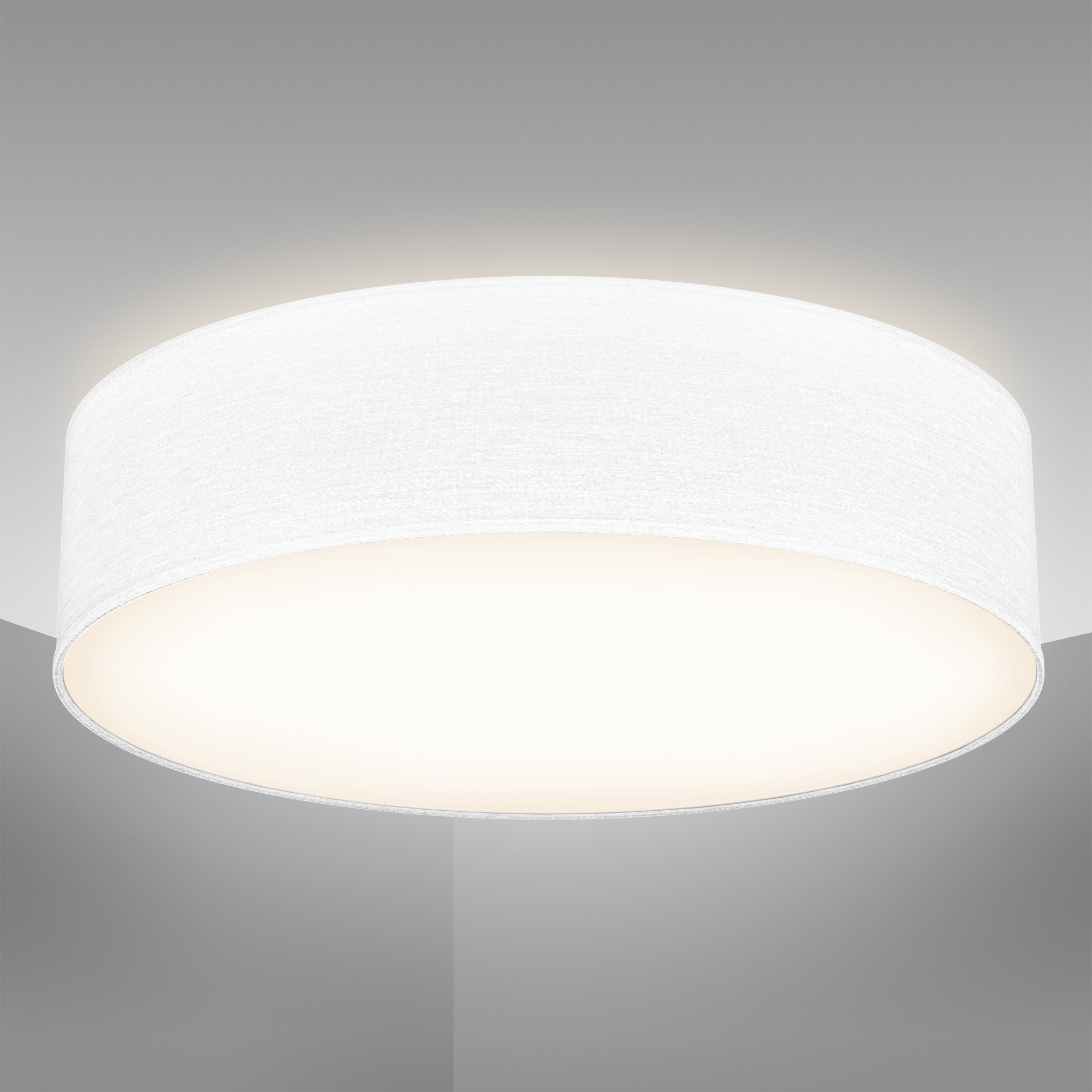 flammig-flammig, Bürolampe, 2 2x B.K.Licht Ø38cm, Deckenlampe, Textilschirm, ohne | Deckenleuchte »BK_SD1218 Weiß, Stoffschirm 2-Flammig, BAUR E27-Fassung«, Leuchtmittel