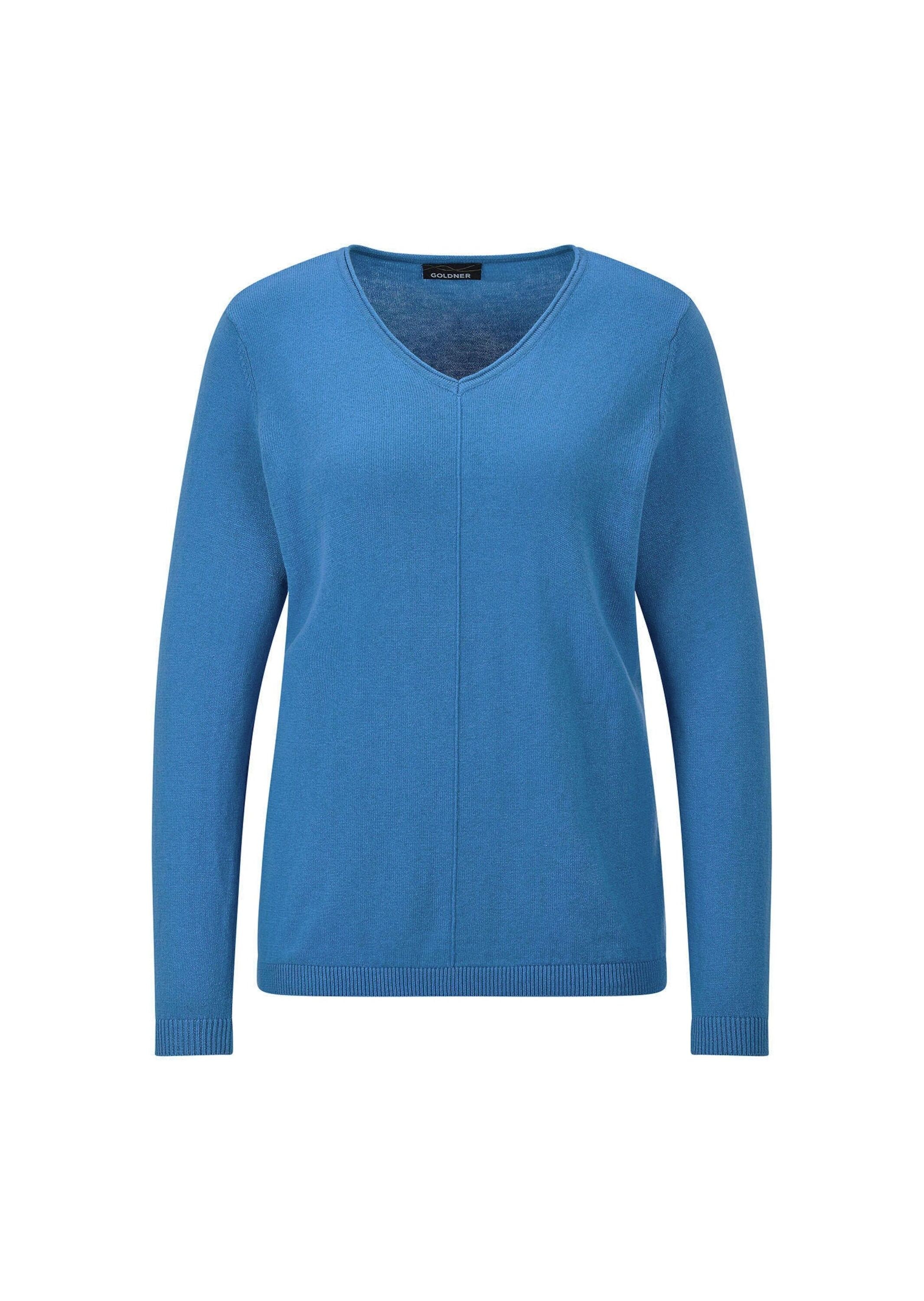 GOLDNER Rundhalspullover "Baumwollpullover mit V-Ausschnitt" mit Kaschmiera günstig online kaufen