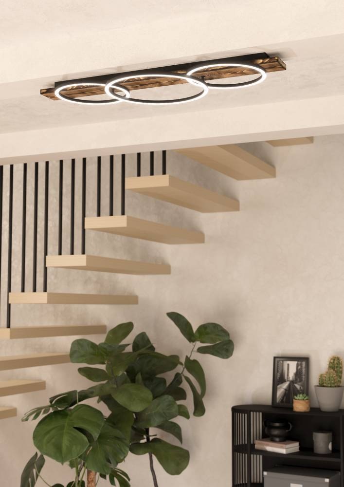 EGLO Deckenleuchte »BOYAL«, 3 flammig, Leuchtmittel LED-Modul | LED fest integriert, Deckenlampe Vintage, Flurlampe Decke in Schwarz, Braun, Weiß, L 101 cm