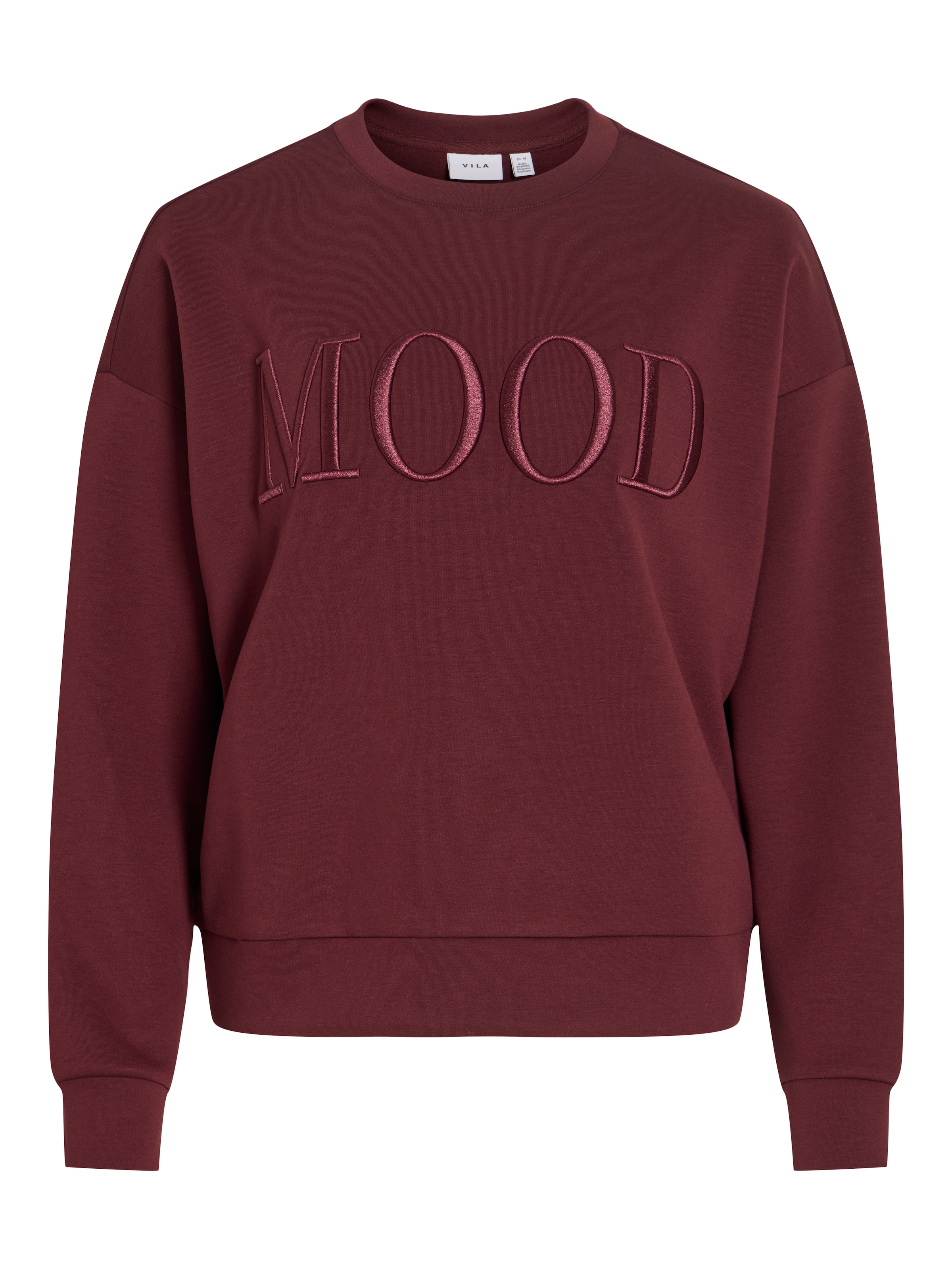 Vila Sweater »VIREFLECT MOOD EMB L/S SWEAT TOP/R/3«, Materialmix, loose fit
