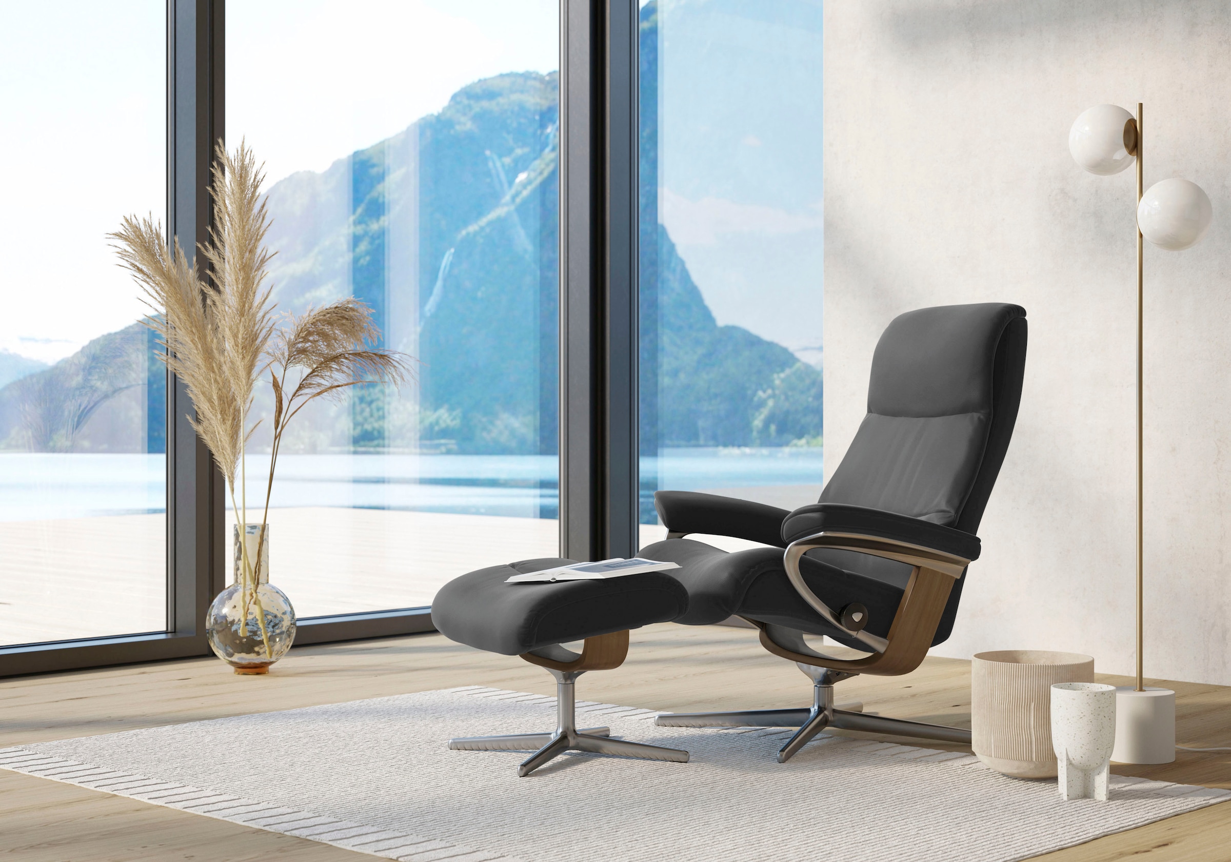 Stressless Fußhocker "View", mit Cross Base, Größe S, M & L, Holzakzent Eiche