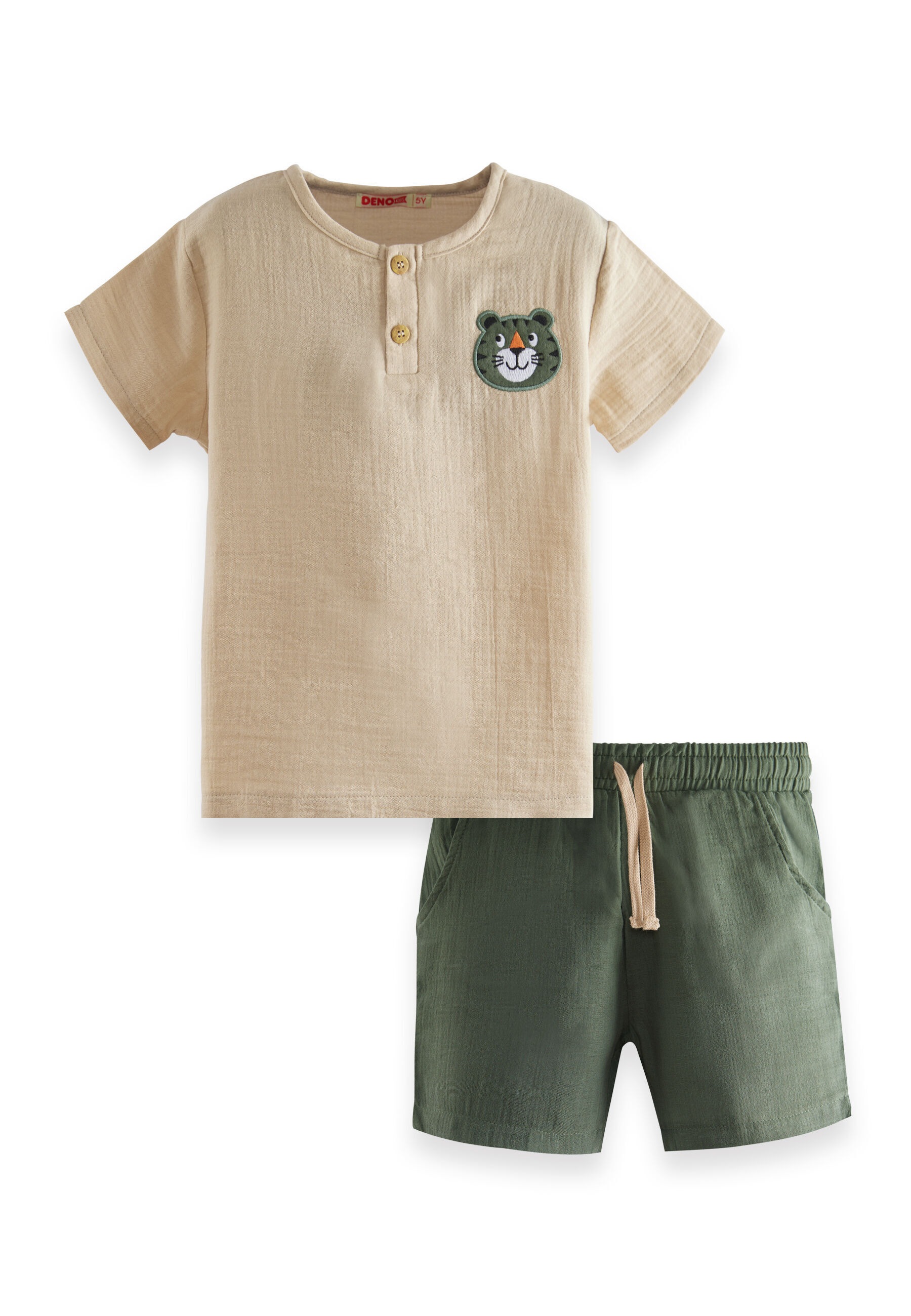Denokids Hausanzug »Tiger«, (2 tlg.), mit süßer Tiger-Stickerei