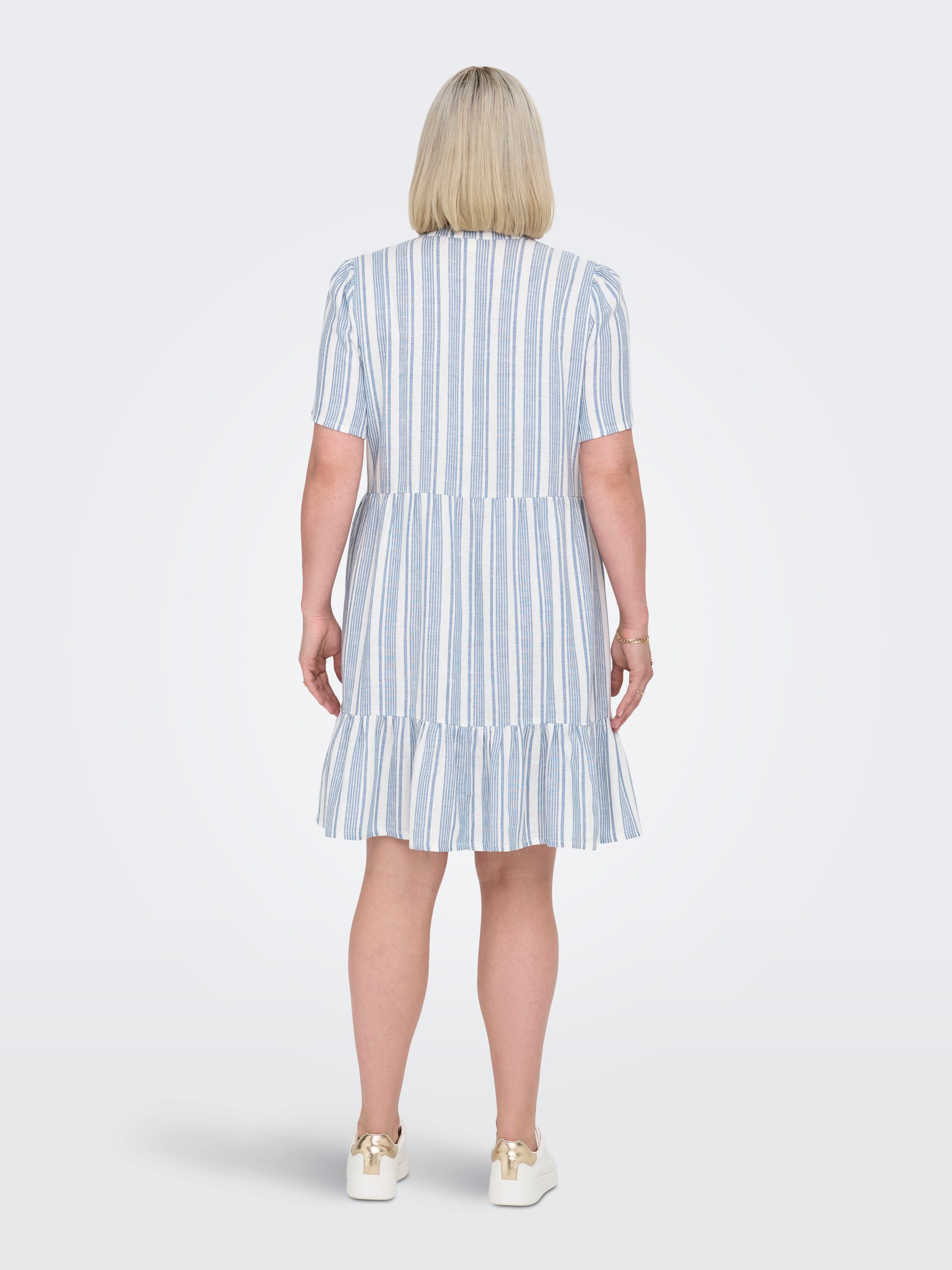 ONLY CARMAKOMA Minikleid »CARTIRI-CARO S/S V-NECK LIN DRESS TLR«, mit Volant im Tunika Style