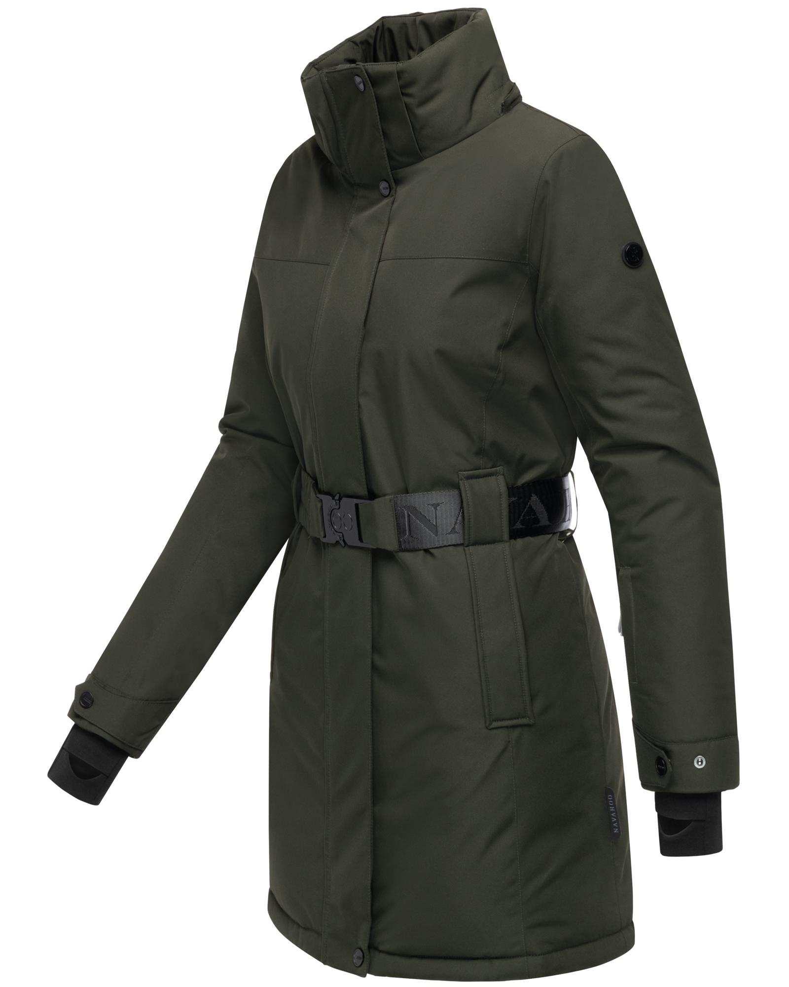 Navahoo Wintermantel »Frostkuss 14«, Warmer Damen Mantel mit abnehmbarer Kapuze und Taillengürtel
