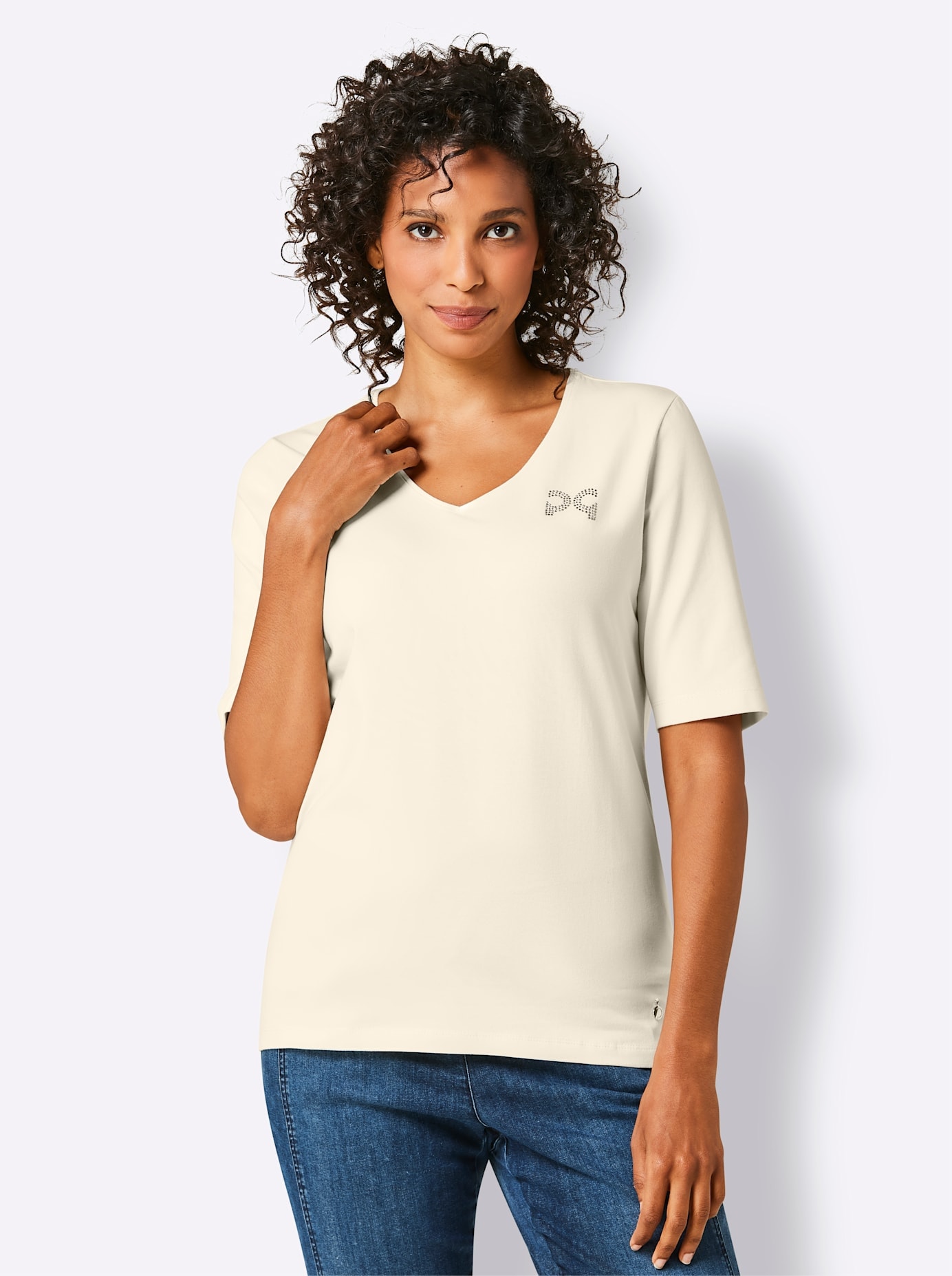 CREATION L PREMIUM V-Shirt "Pima-Baumwoll-Shirt" 1 Stk. tlg. günstig online kaufen