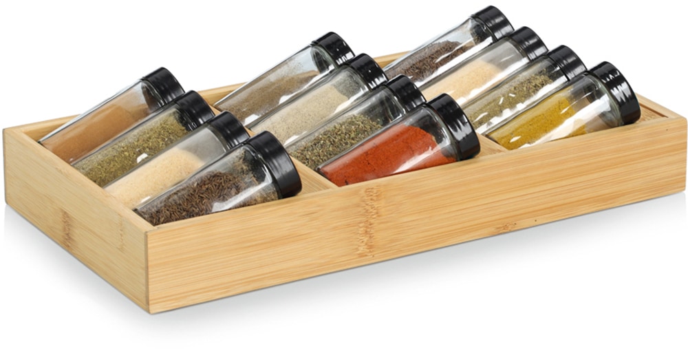 Zeller Present Gewürzstreuer »Gewürzeinsatz-Set, 13-tlg., Bambus/Glas«, (Set, 13 tlg.), übersichtliche Anordnung, praktisch und modern