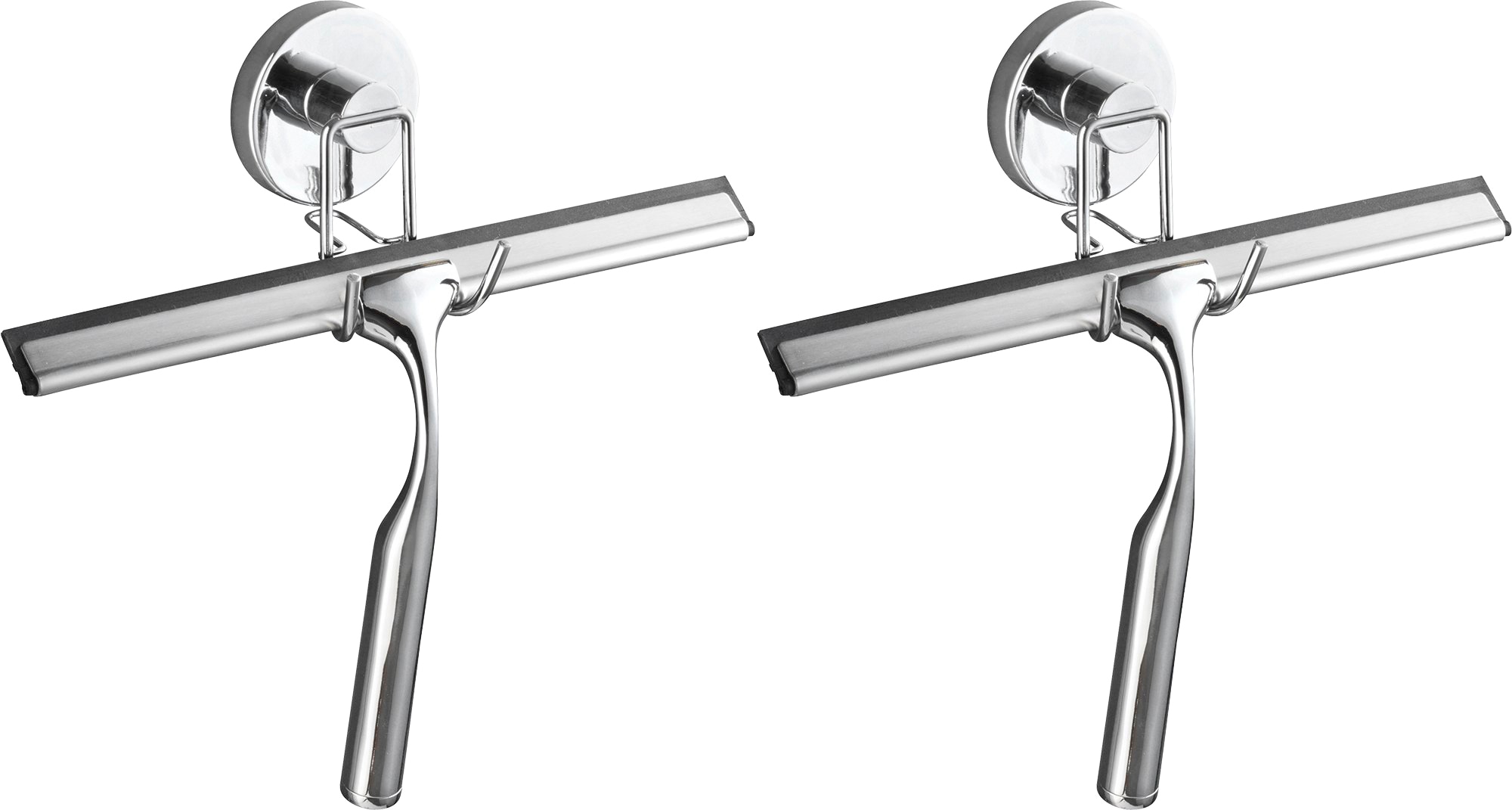 Duschabzieher WENKO, B:25cm L:6cm, grau, Edelstahl, Stahl, Wasserabzieher, "Vacuum-Loc", Badezimmerwischer