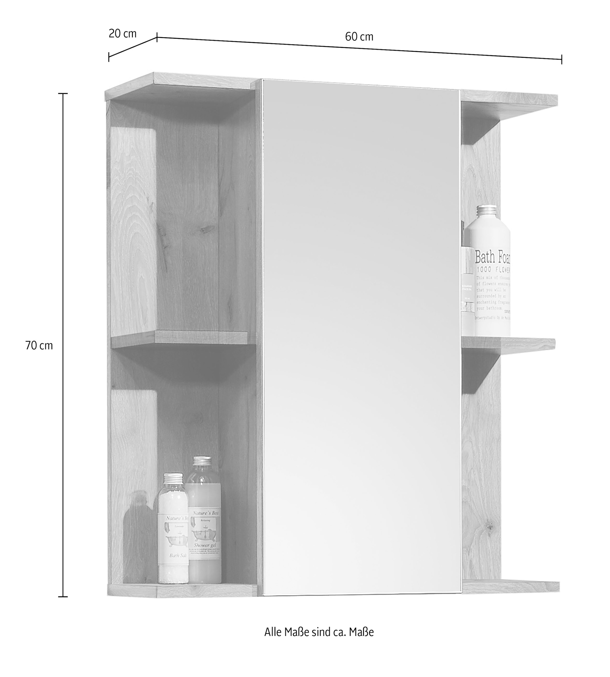BASIC by Balculina Spiegelschrank »Vista BxHxT 60x71x20 cm« 1 Stk. tlg. Breite 60cm, Made in Europa