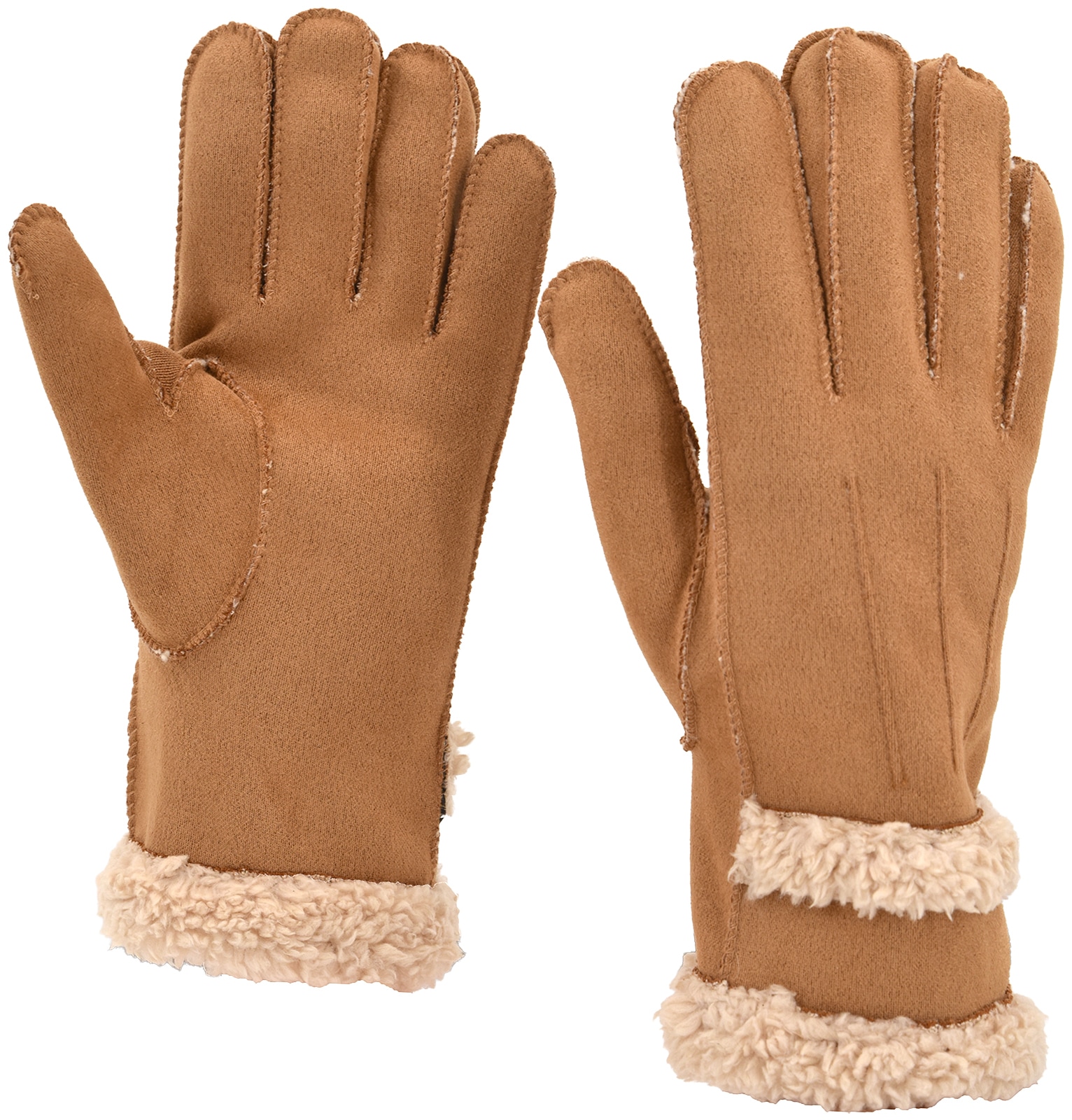 styleBREAKER Fleecehandschuhe "Handschuhe Wildleder Optik mit Teddyfleece" 1 Stk.