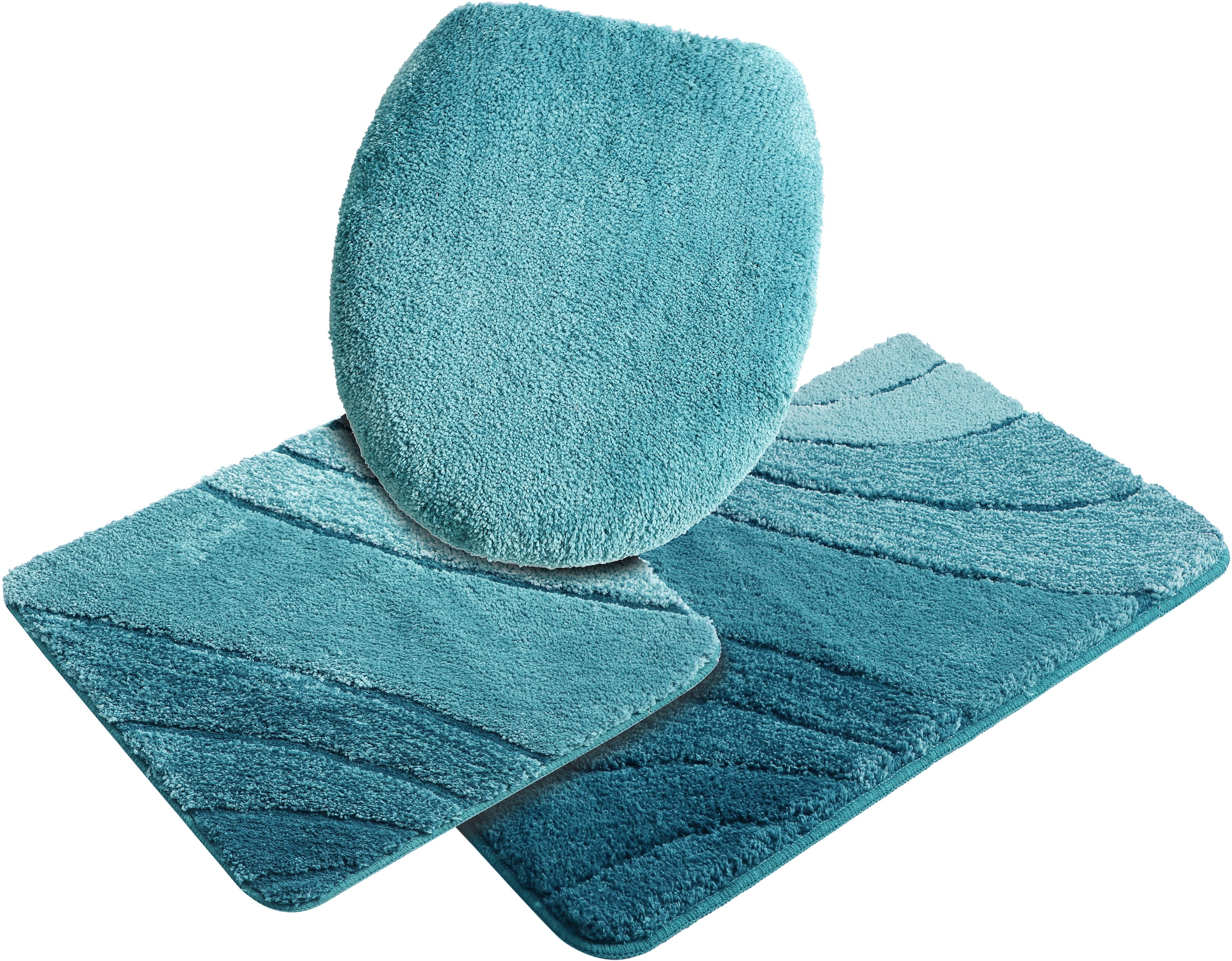 my home Badematte »Josie, Badvorleger, Badezimmer Teppich«, rutschhemmend beschichtet, fußbodenheizungsgeeignet-schnell trocknend-strapazierfähig, Badteppich, Badematten, rechteckig, rund & als 3-tlg. Set erhältlich