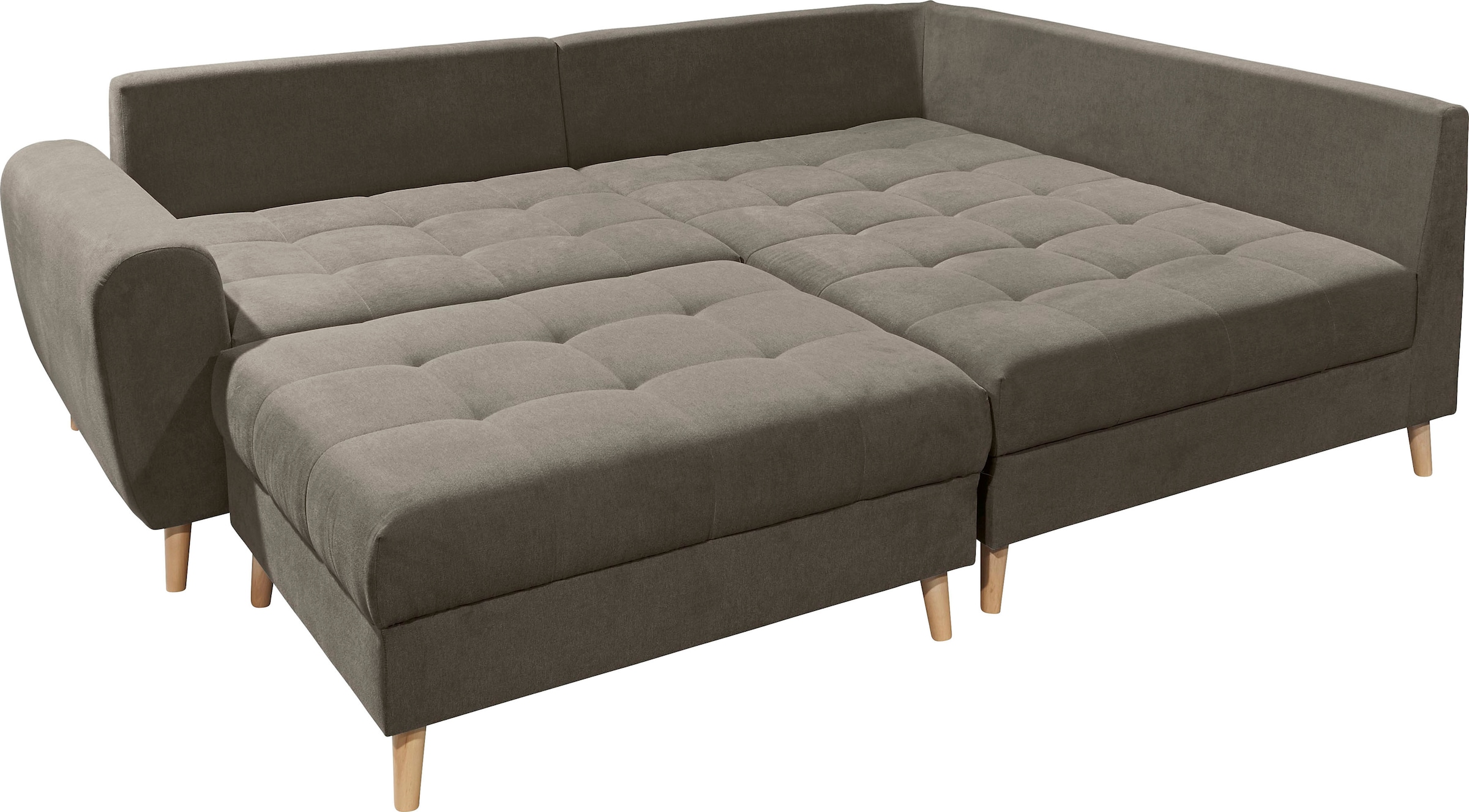 ED EXCITING DESIGN Ecksofa »Alice L-Form«, (Set), mit Hocker, Rückenkissen, Zierkissen, frei im Raum stellbar