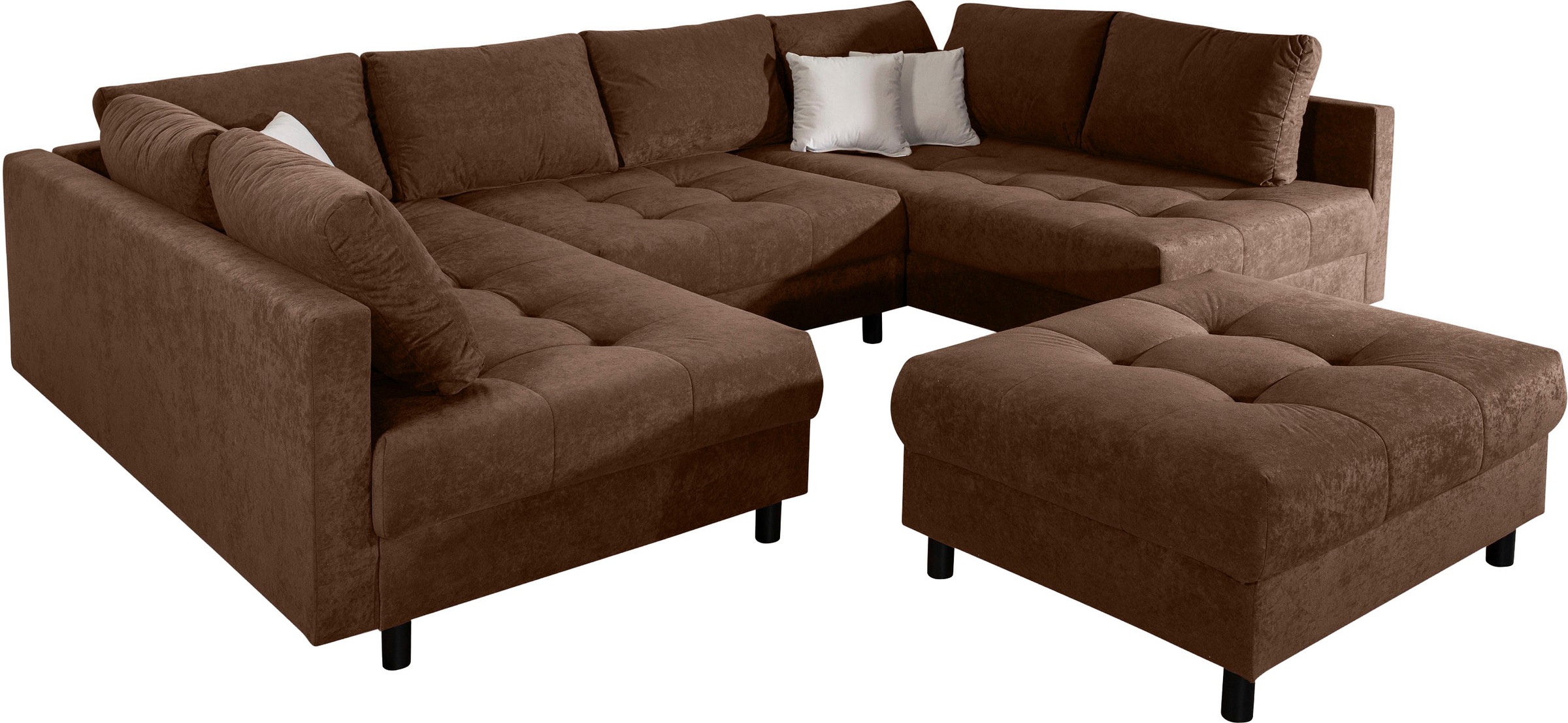 COLLECTION AB Wohnlandschaft »Antonia U-Form, B: 298 cm« Wohnlandschaft, Rückenkissen, 2 ottomane, Komfortablem Bonnelfederkern