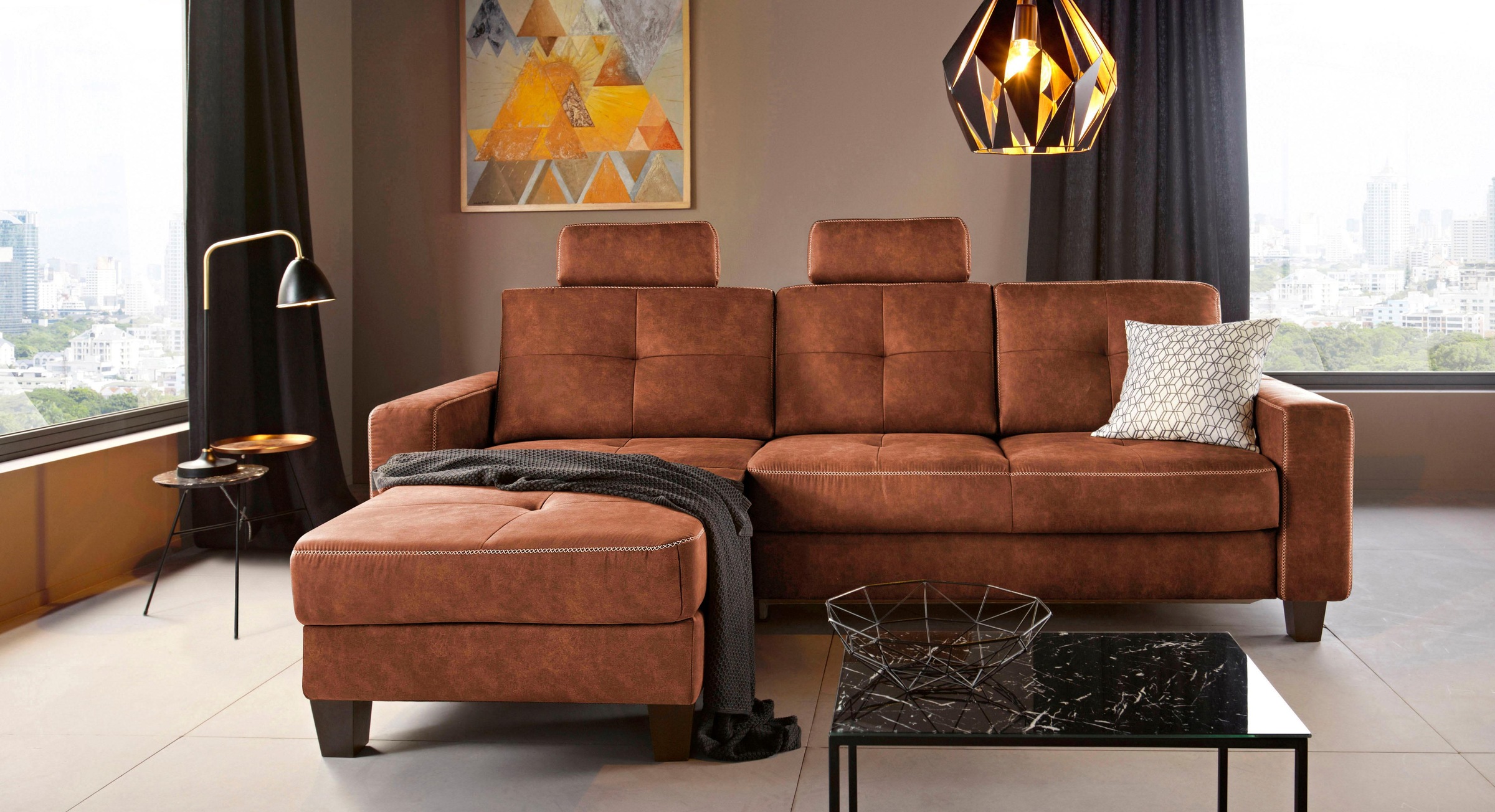 Places of Style Ecksofa "Varese L-Form", wahlweise mit Bettfunktion und Vor günstig online kaufen