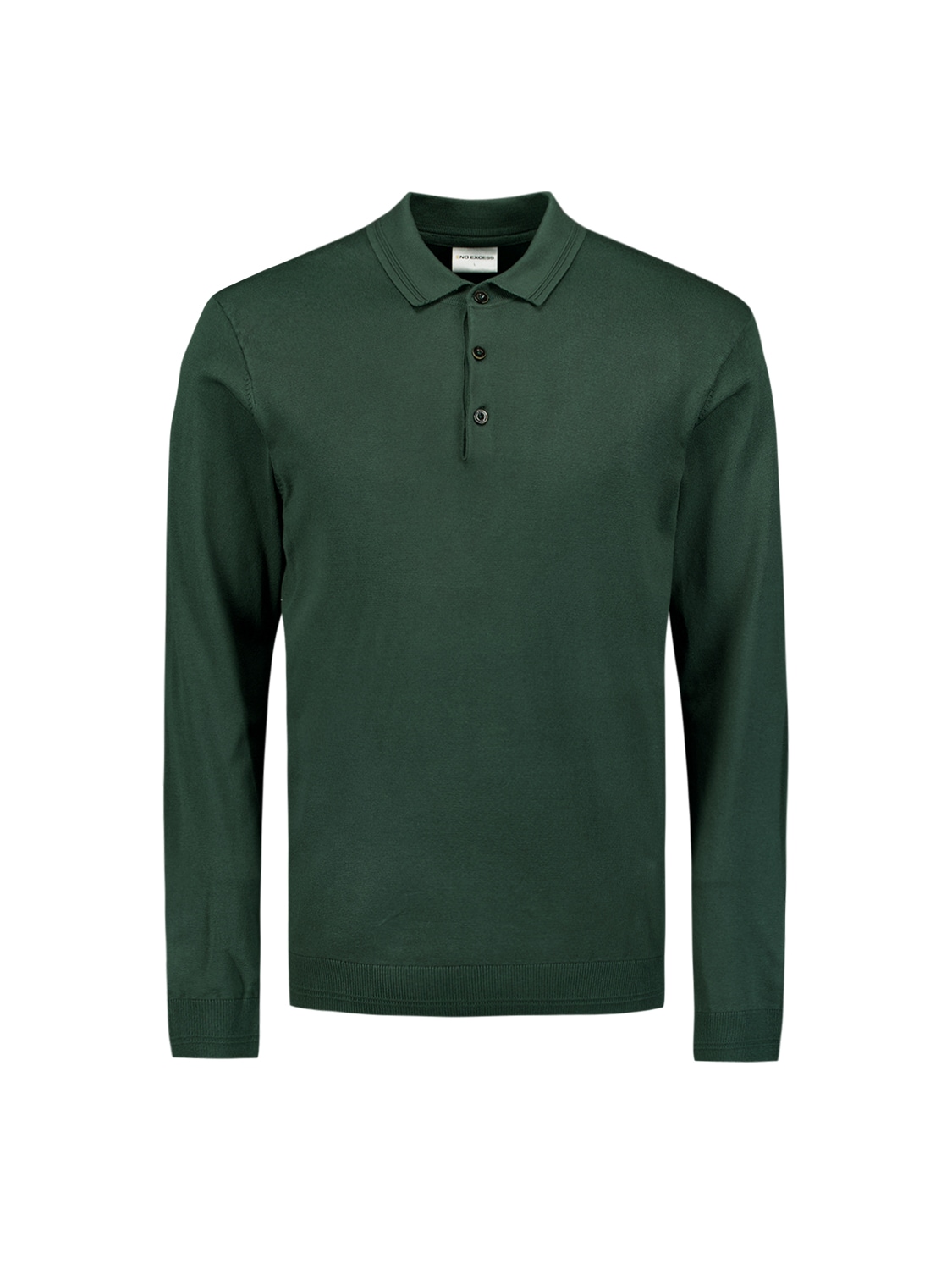 NO EXCESS Rundhalspullover »No Excess Langärmeliger Polo-Pullover«