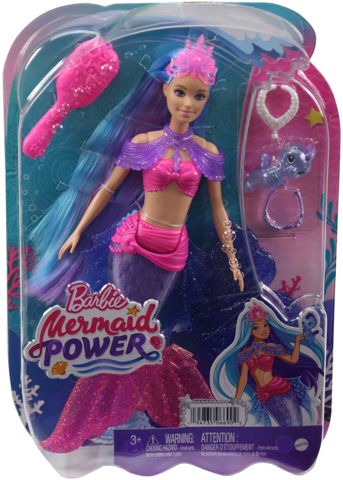 blauen und | Zubehör Barbie Haaren Malibu«, Power, »Meerjungfrauen BAUR Meerjungfrauenpuppe mit