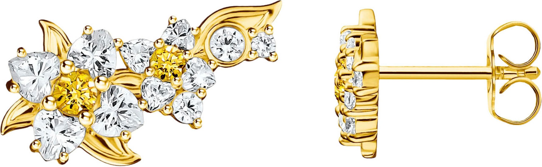 THOMAS SABO Damen Paar Ohrstecker "Lovely Daisy Earclimber", Silber 925 (recycelt), bunt, Silber 925 (recycelt), Ohrringe, mit Zirkonia (synth.)