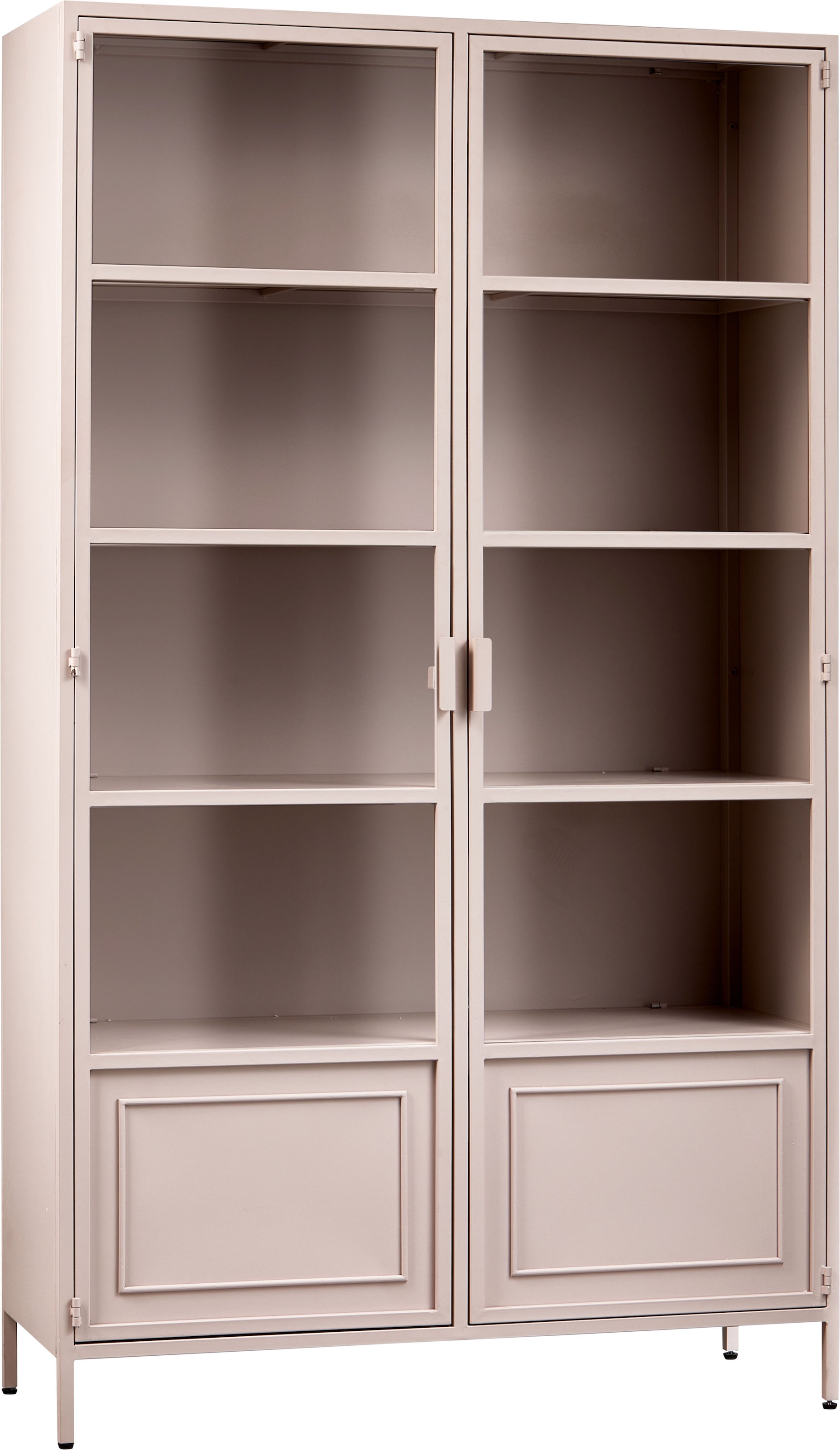 WOOOD Vitrine "Ronja XL Metall pulverbeschichtet mit Glastüren, H189 x B110 x T43 cm" Tragkraft 20 kg pro Boden, einfach zu montierbar, pfleigleicht